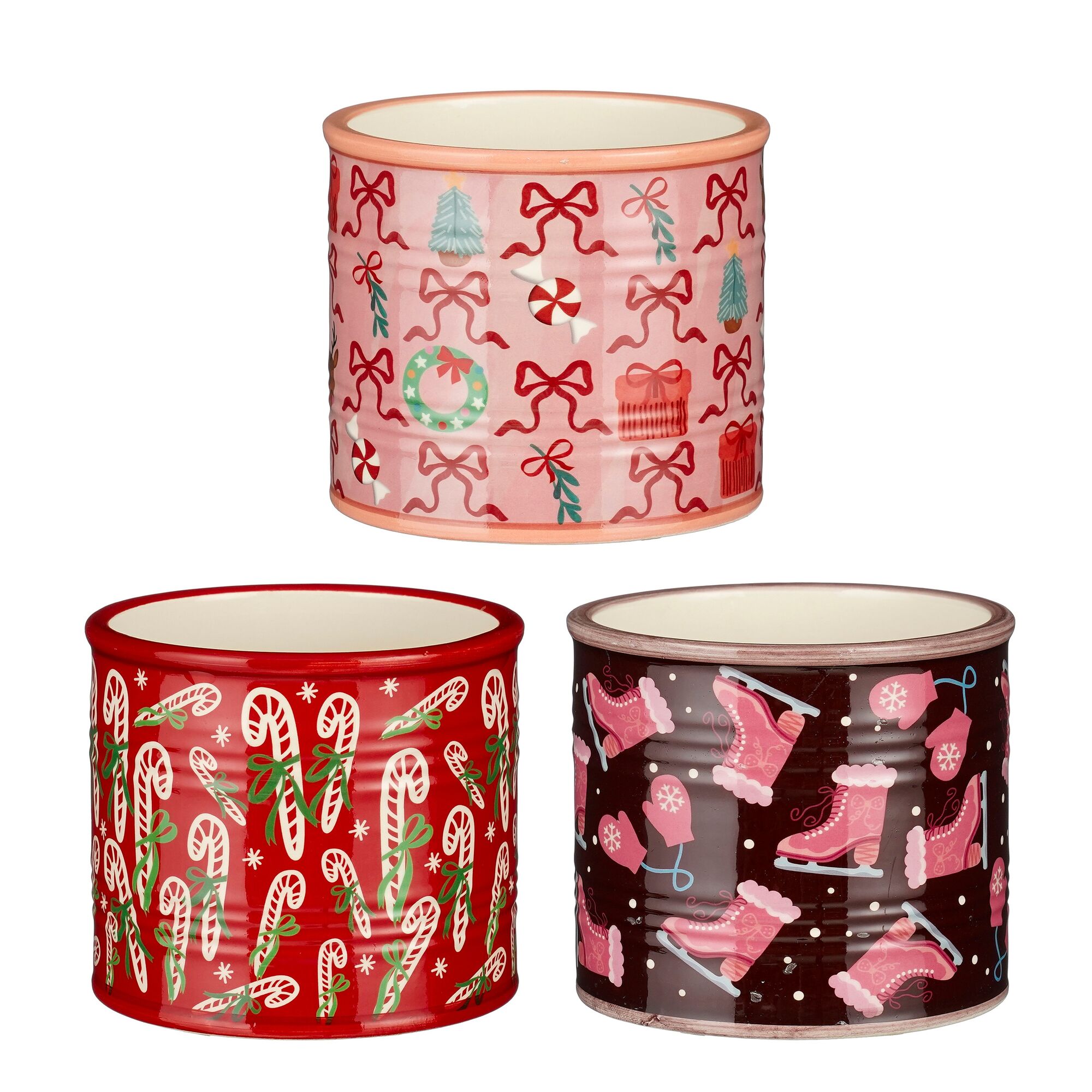 Pot christmas rood paars roze 3 assorti