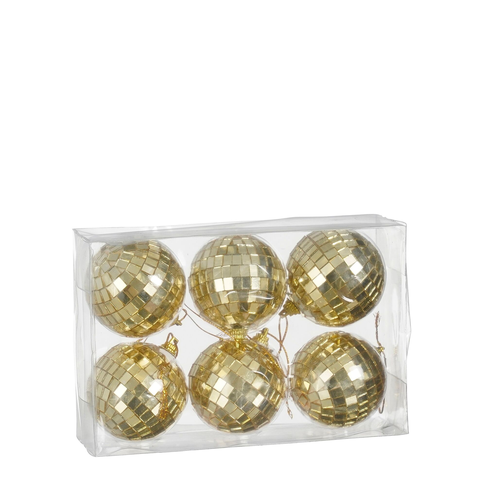 Ornament spiegelbal champagne 6 stuks