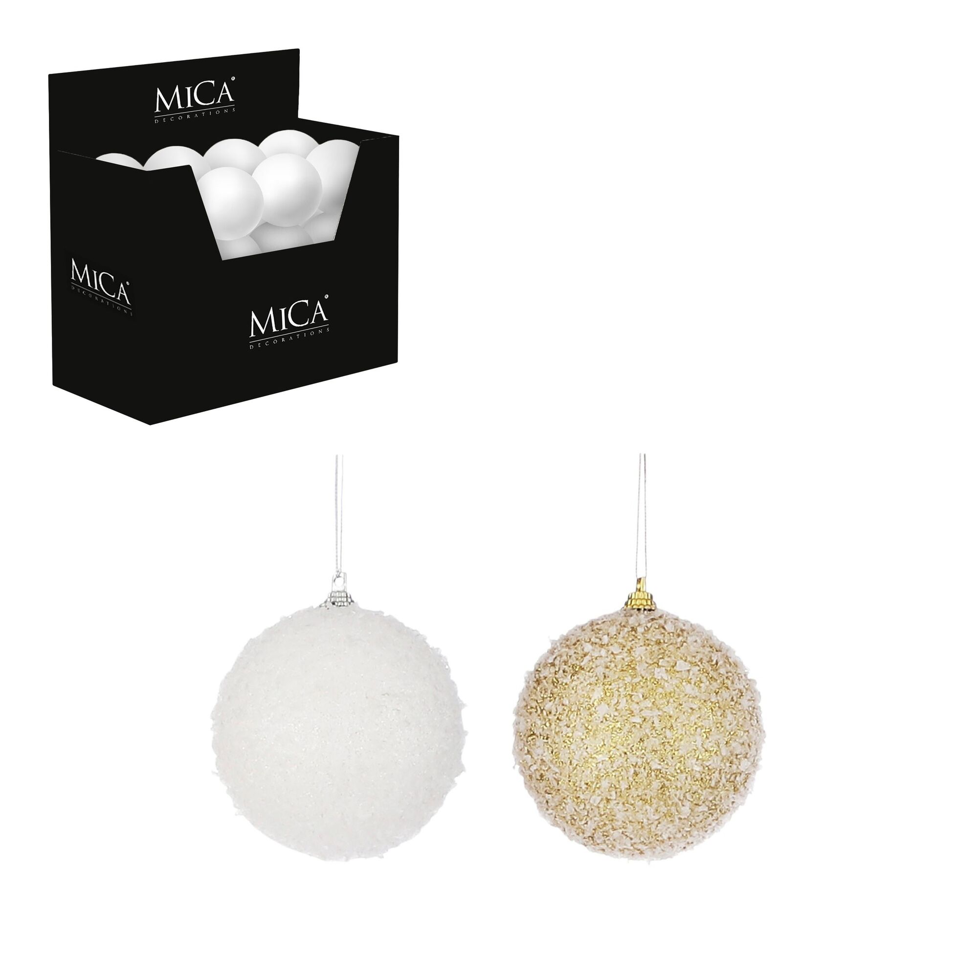 Ornament bal goud wit 2 assorti display