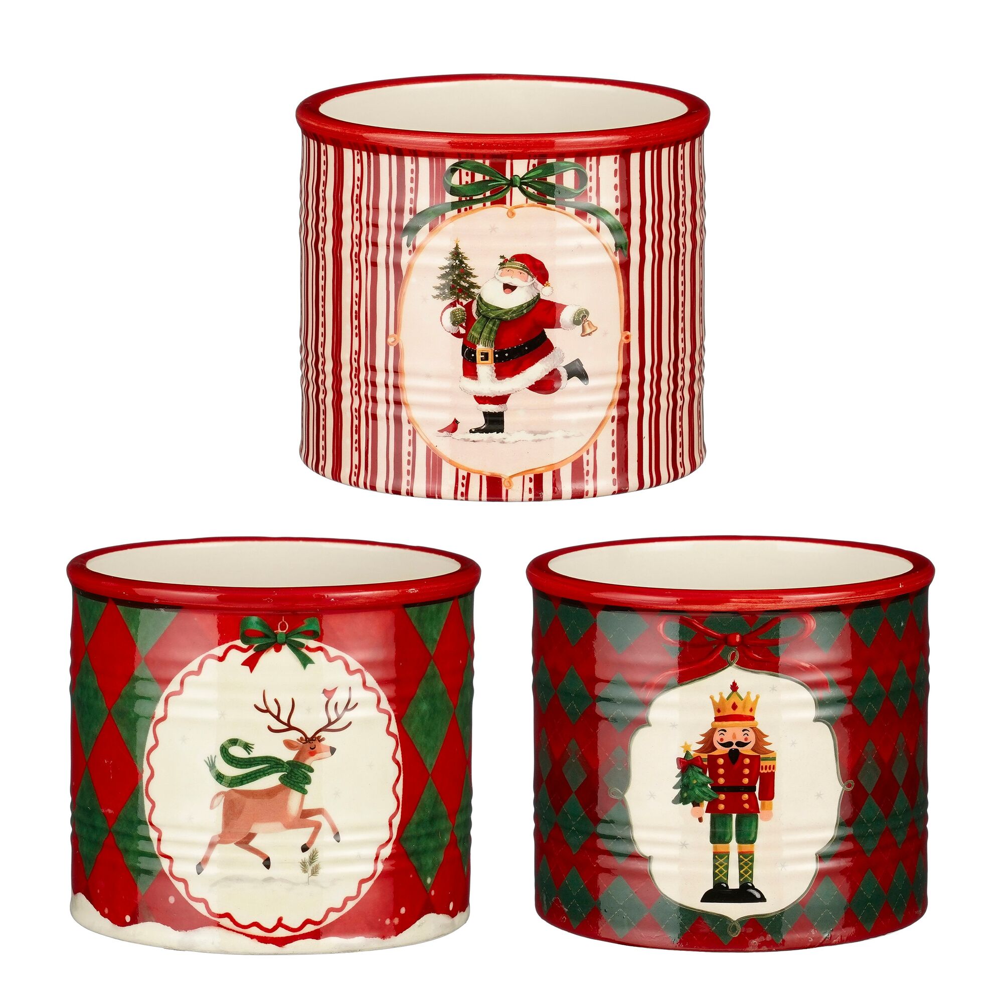 Pot christmas rood groen d.rood 3 assorti