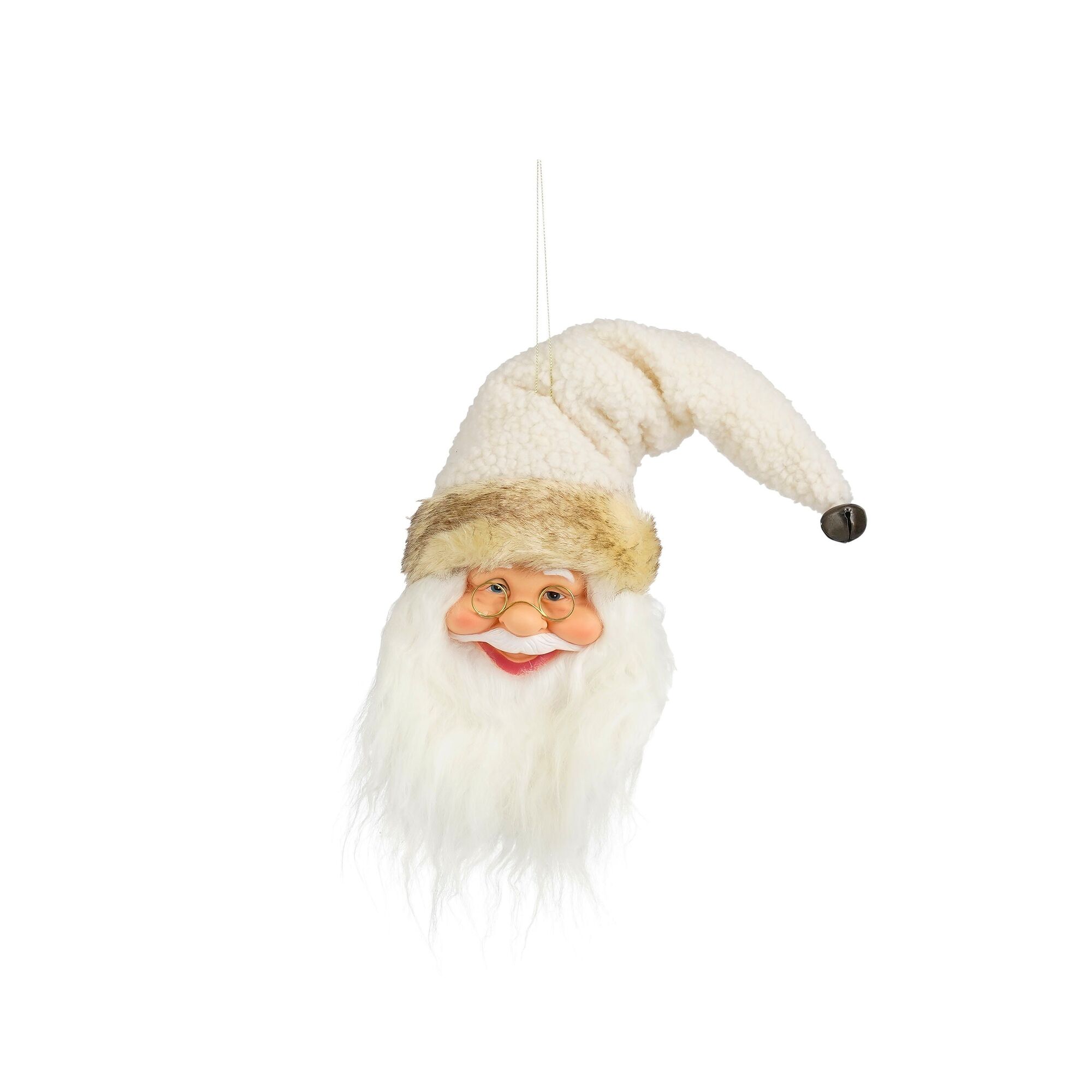 Kerstman hoofd hangend creme