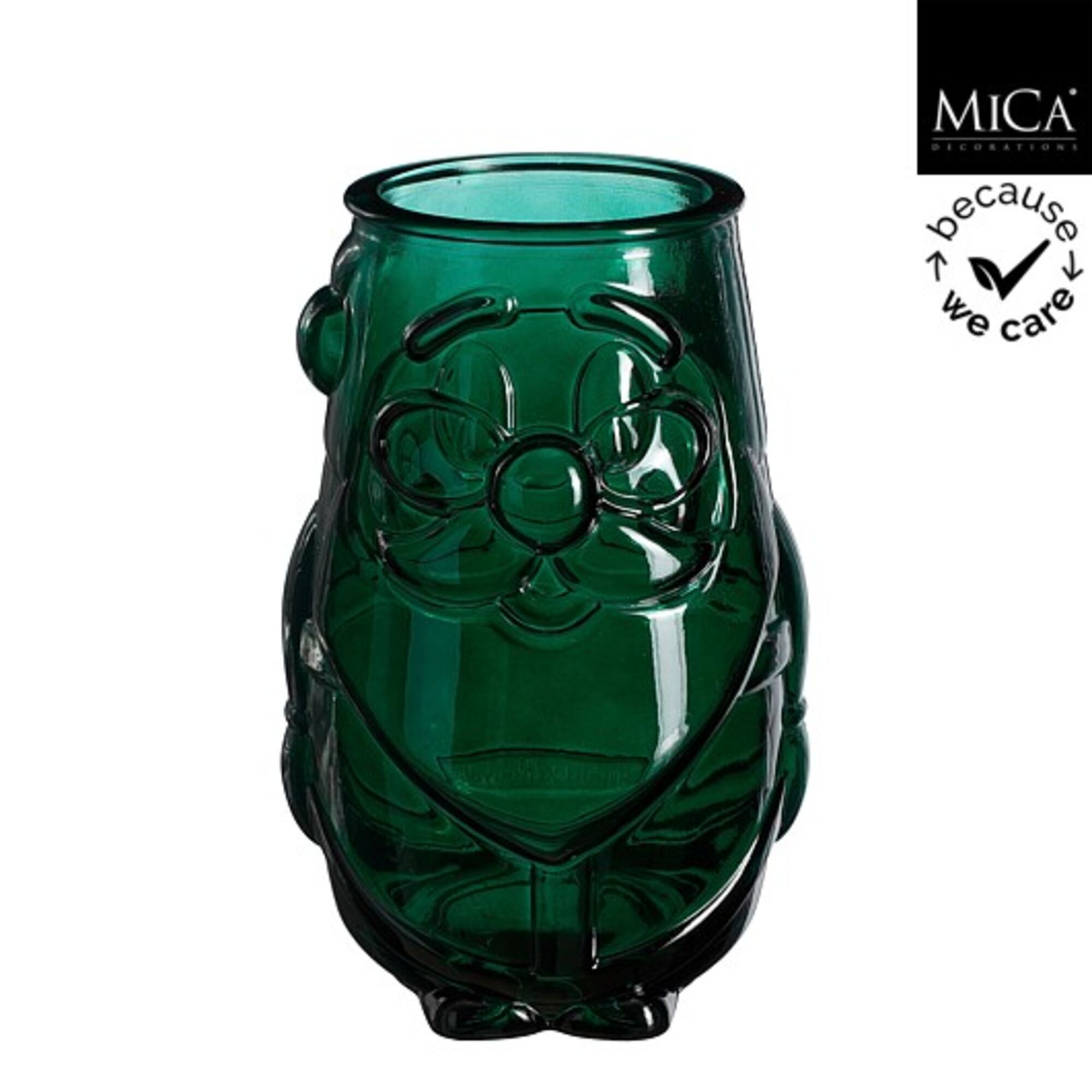 Windlicht kerstman recycled glas groen