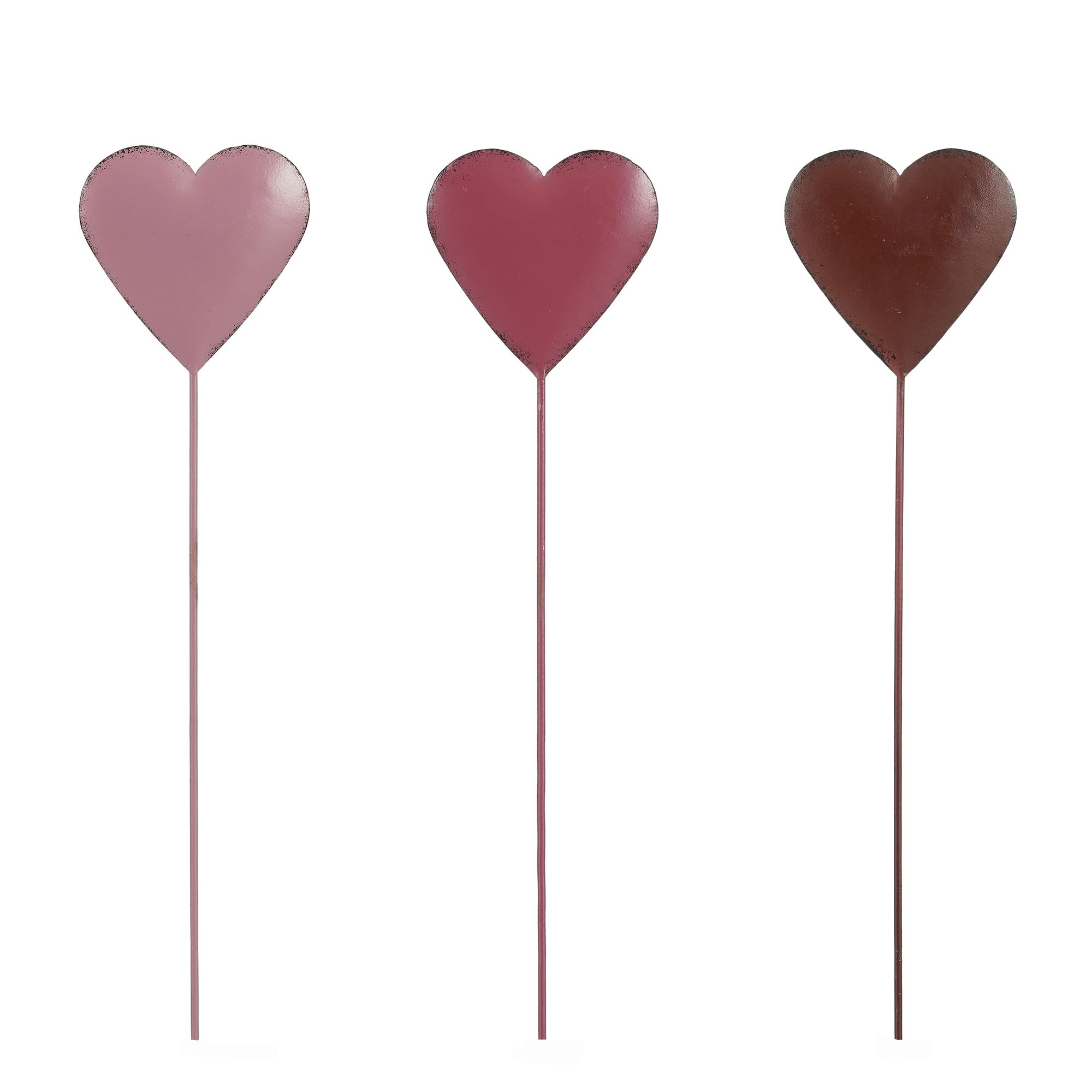 Tuinsteker hart d.roze l.roze d.rood 3 assorti display 80 pieces