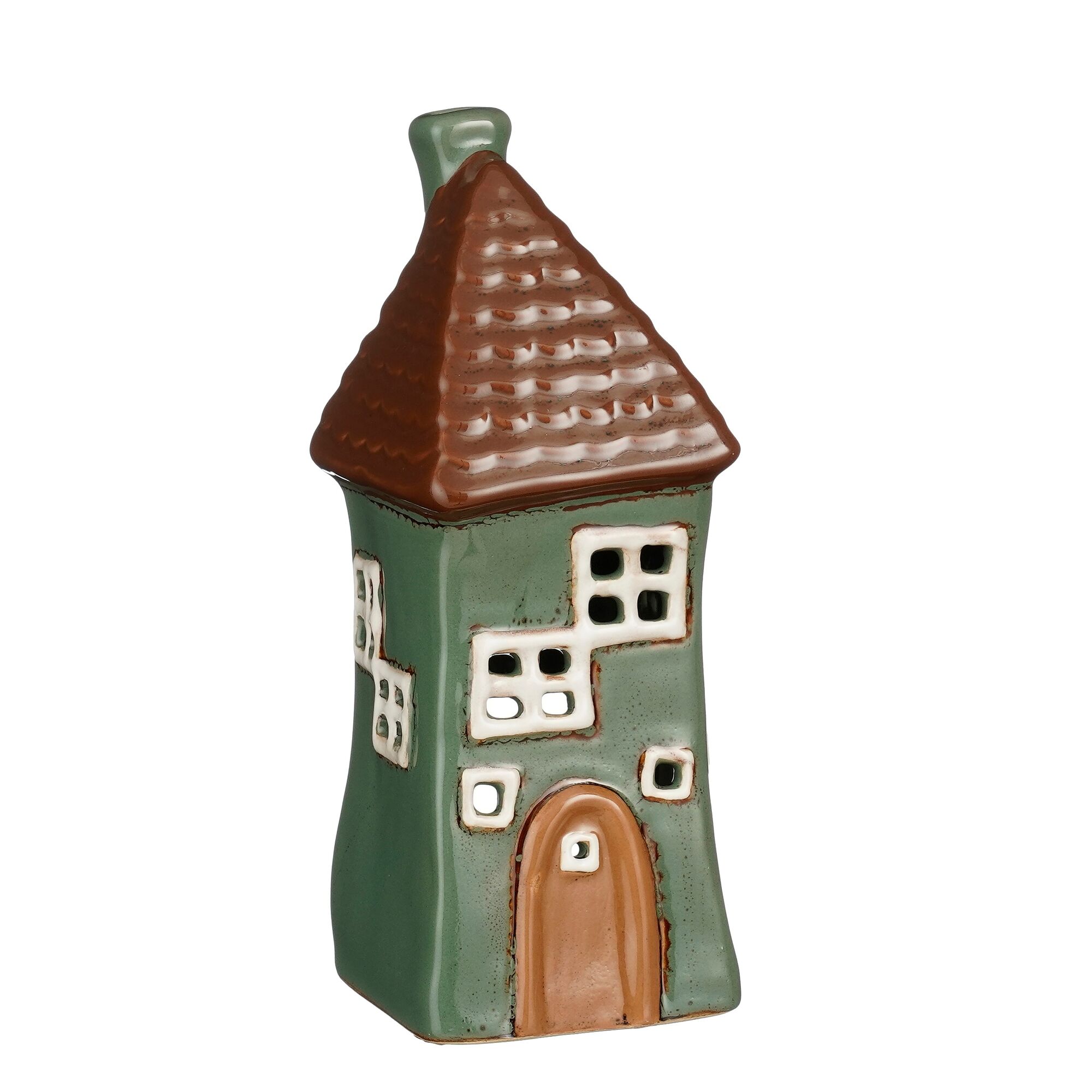 Theelicht houder huis groen