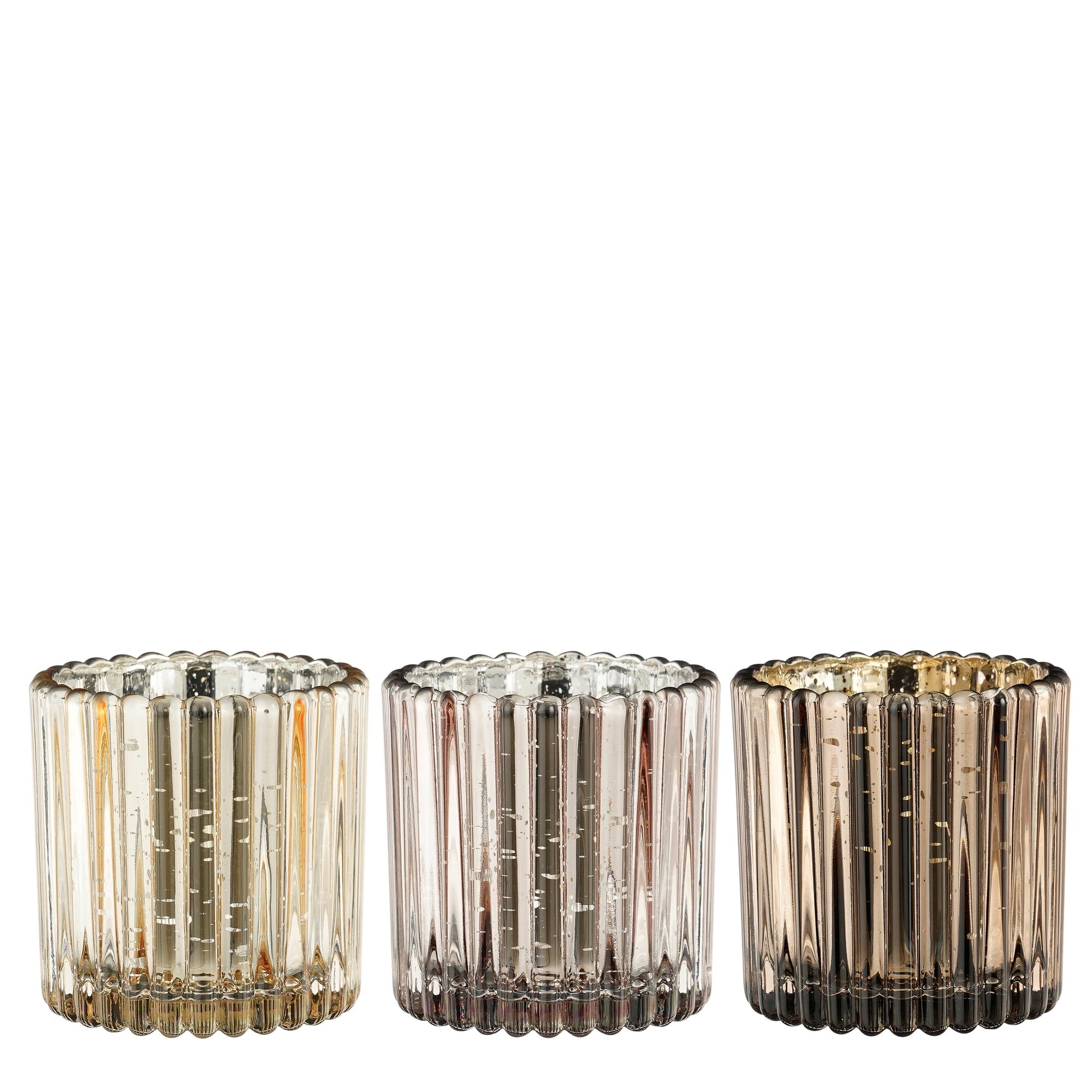 Theelicht houder l.roze goud koper 3 assorti