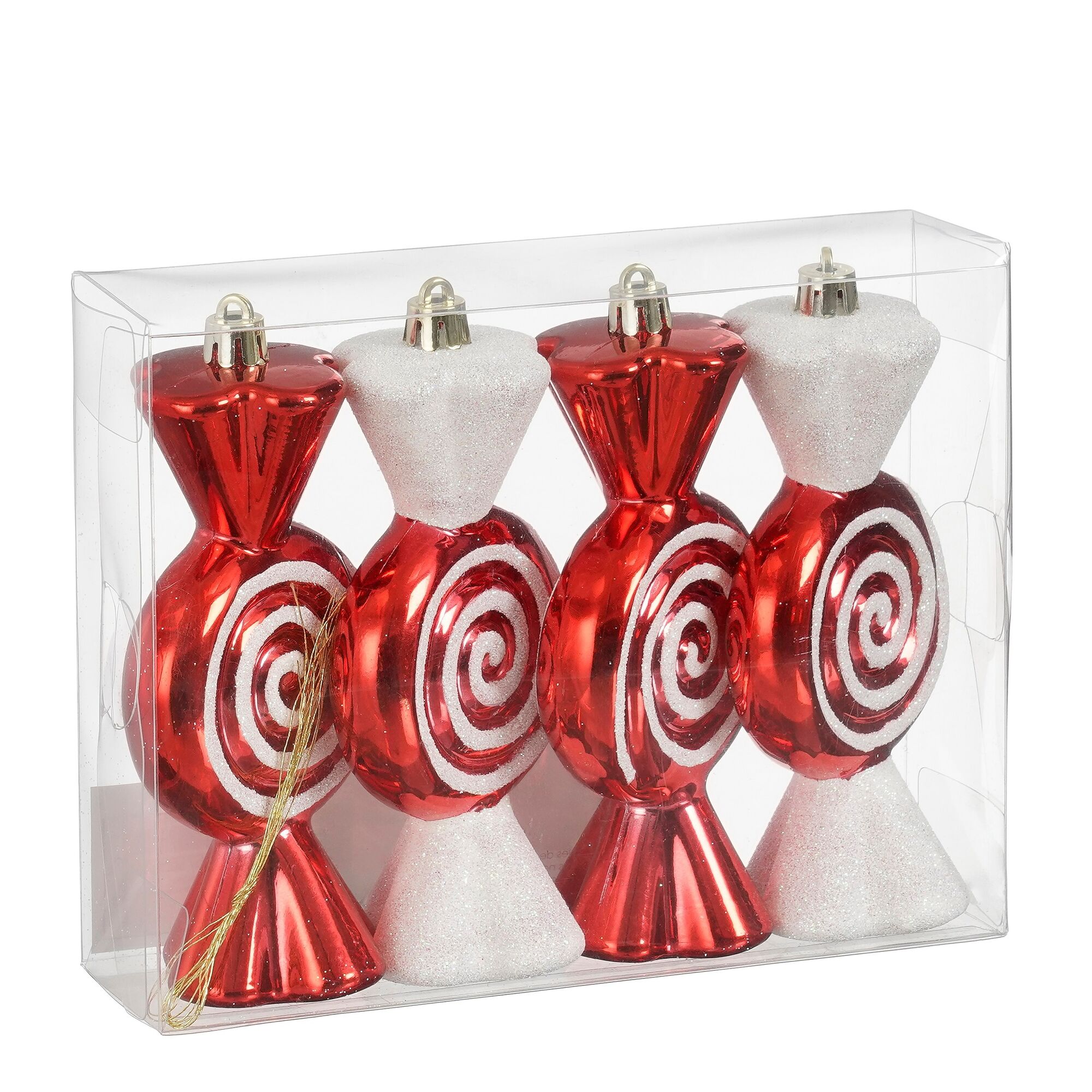Ornament snoep rood 4 stuks