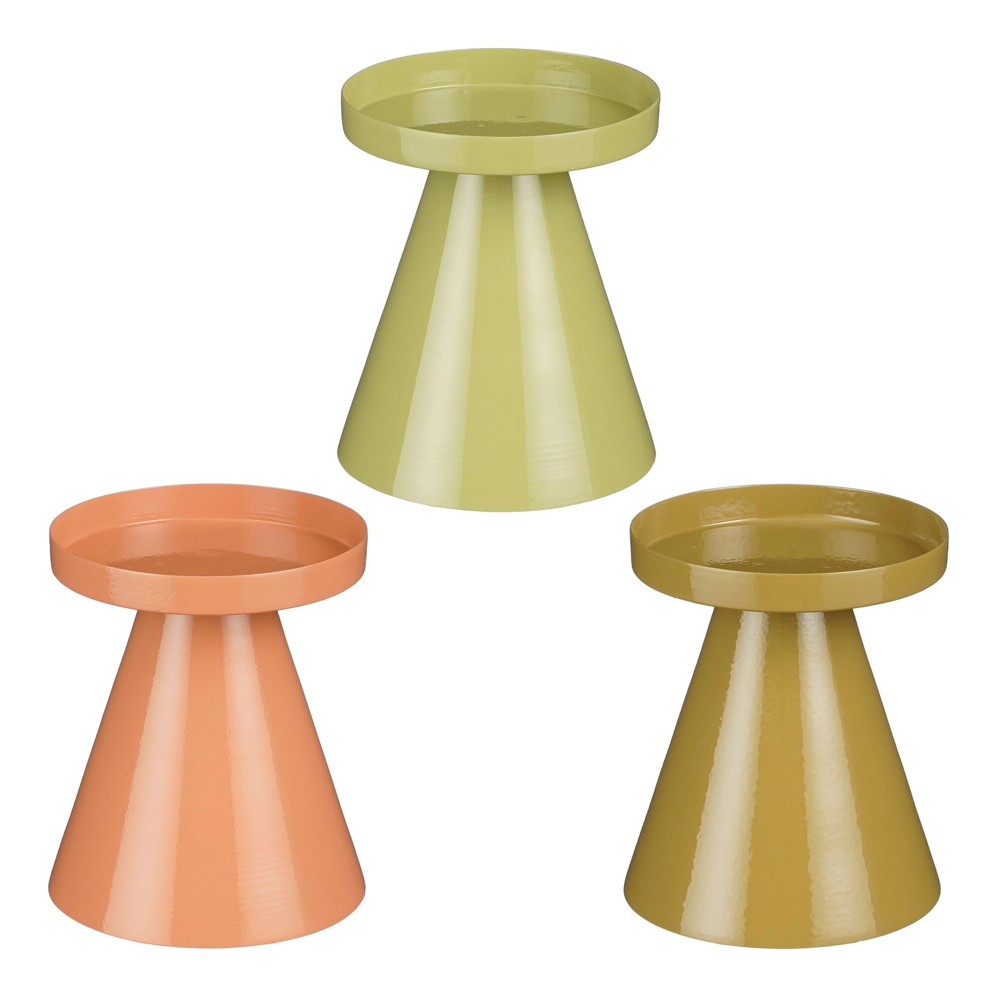 Kandelaar oranje oker groen 3 assorti