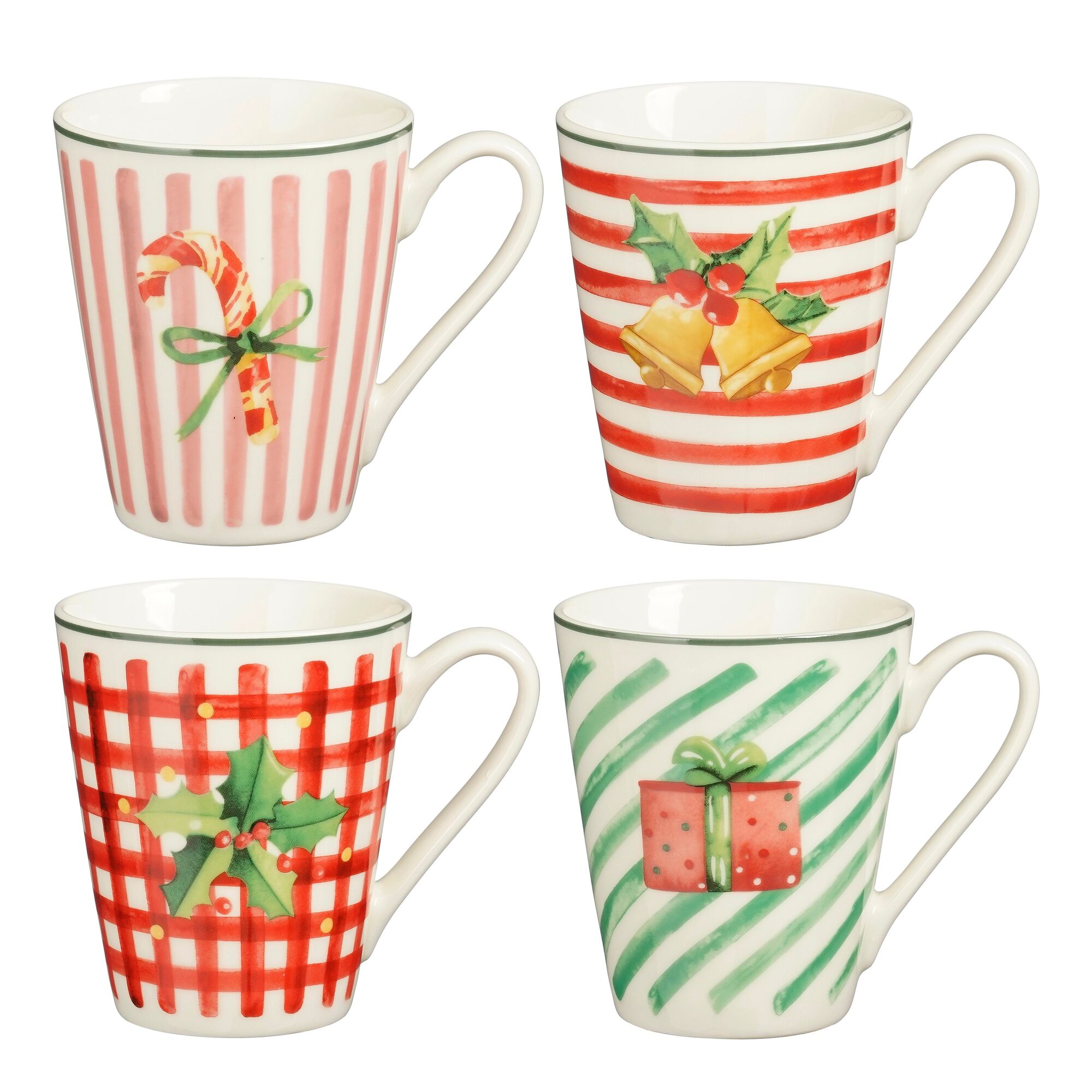 Mok christmas cadeau set rood groen roze geel 4-delig