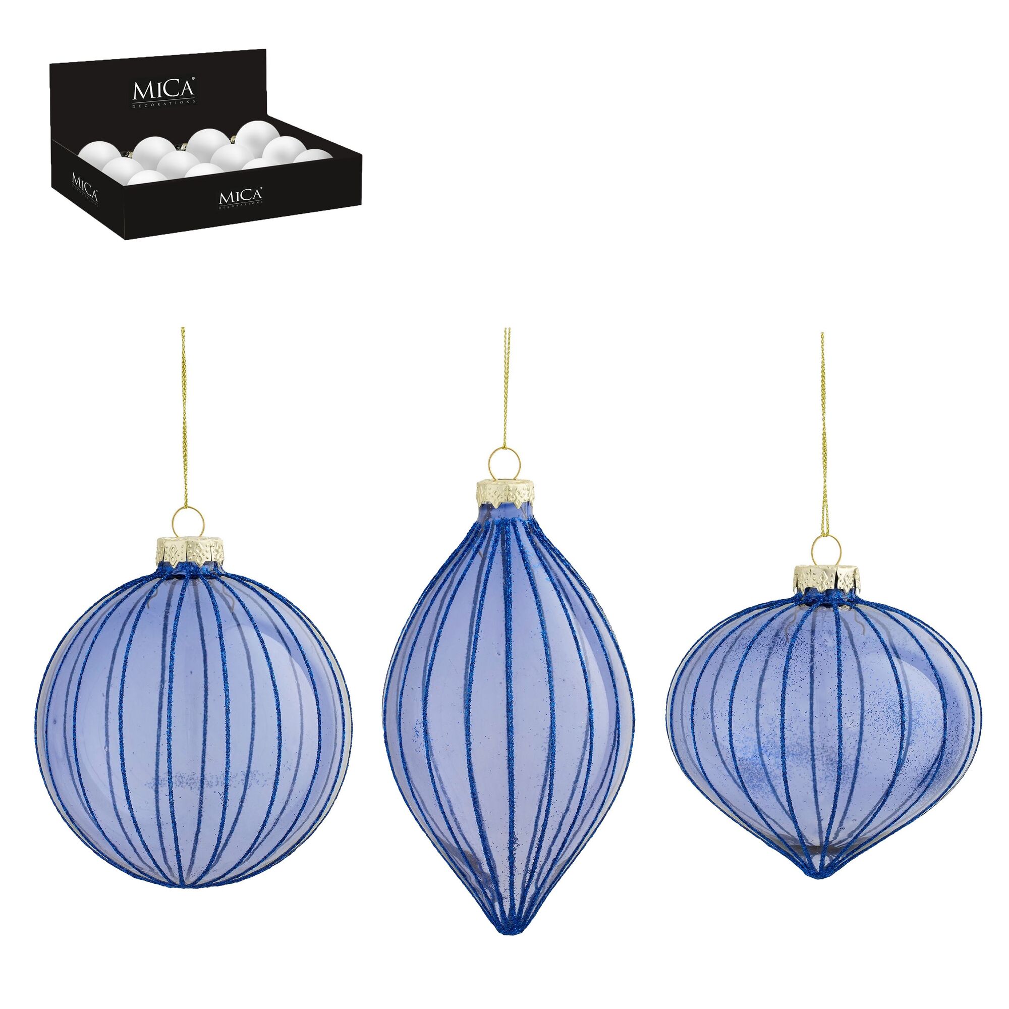 Bal glas ui druppel paars 3 assorti 12 stuks display