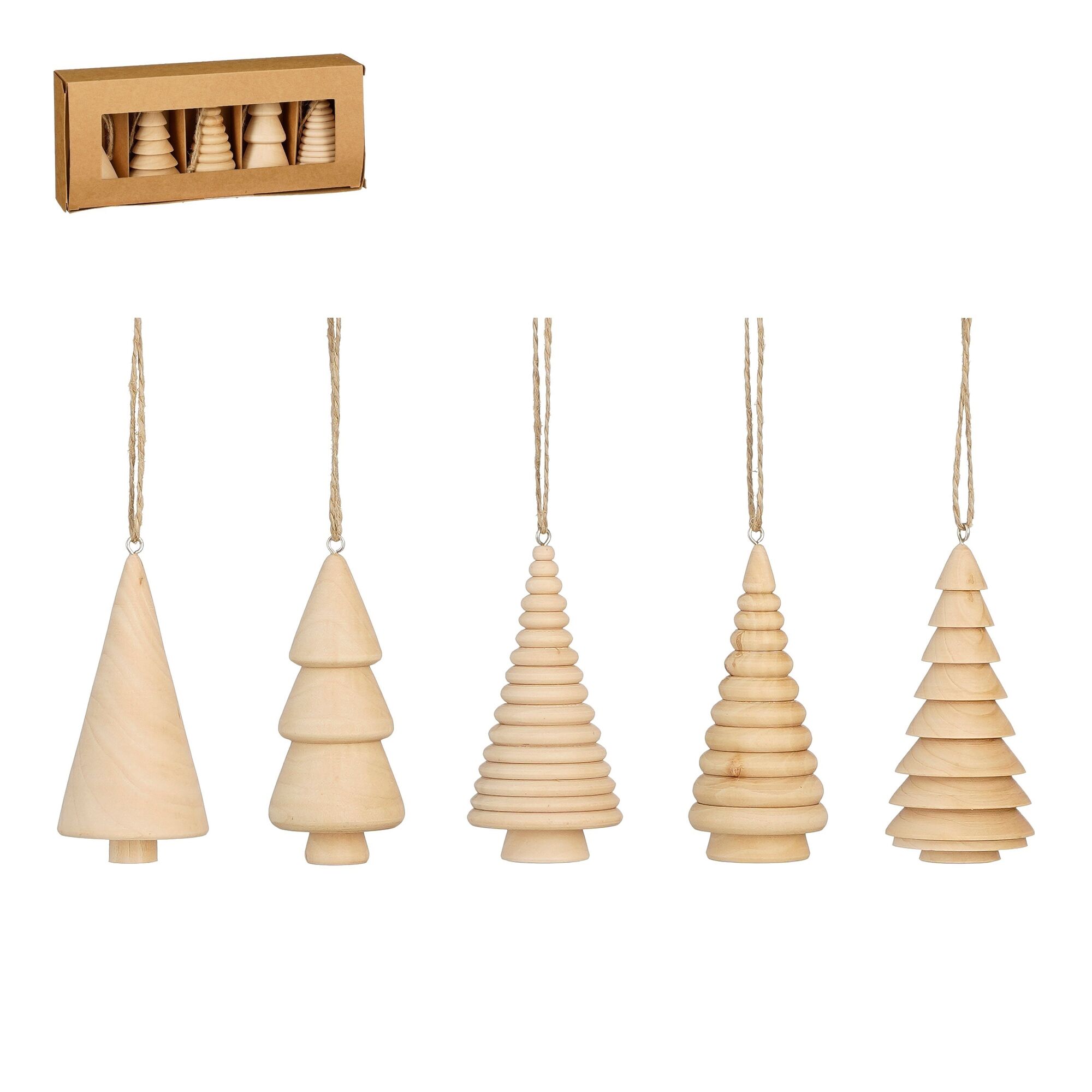 Ornament boom bruin 5 stuks FSC 100%