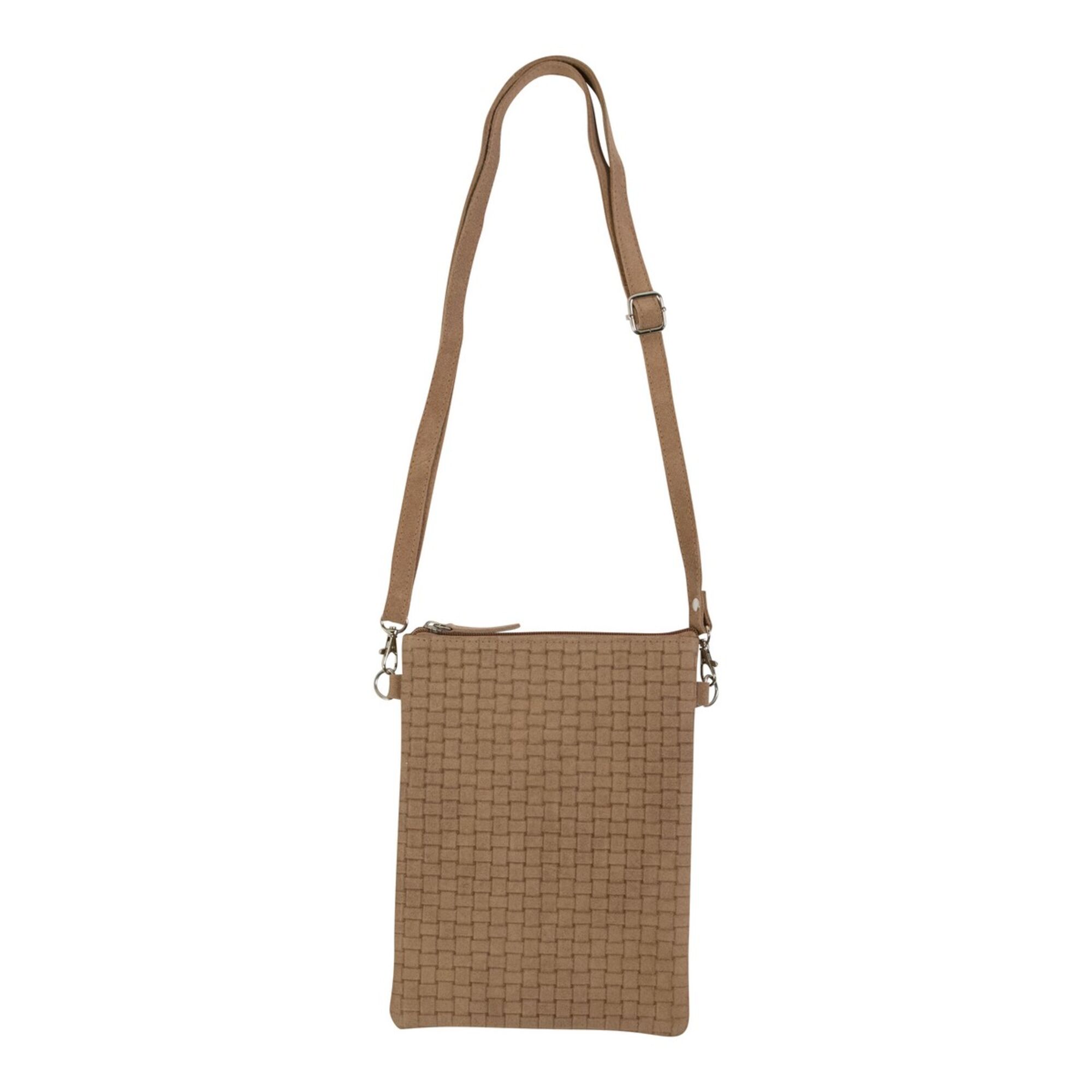 crossbody tas verticaal geweven bruin