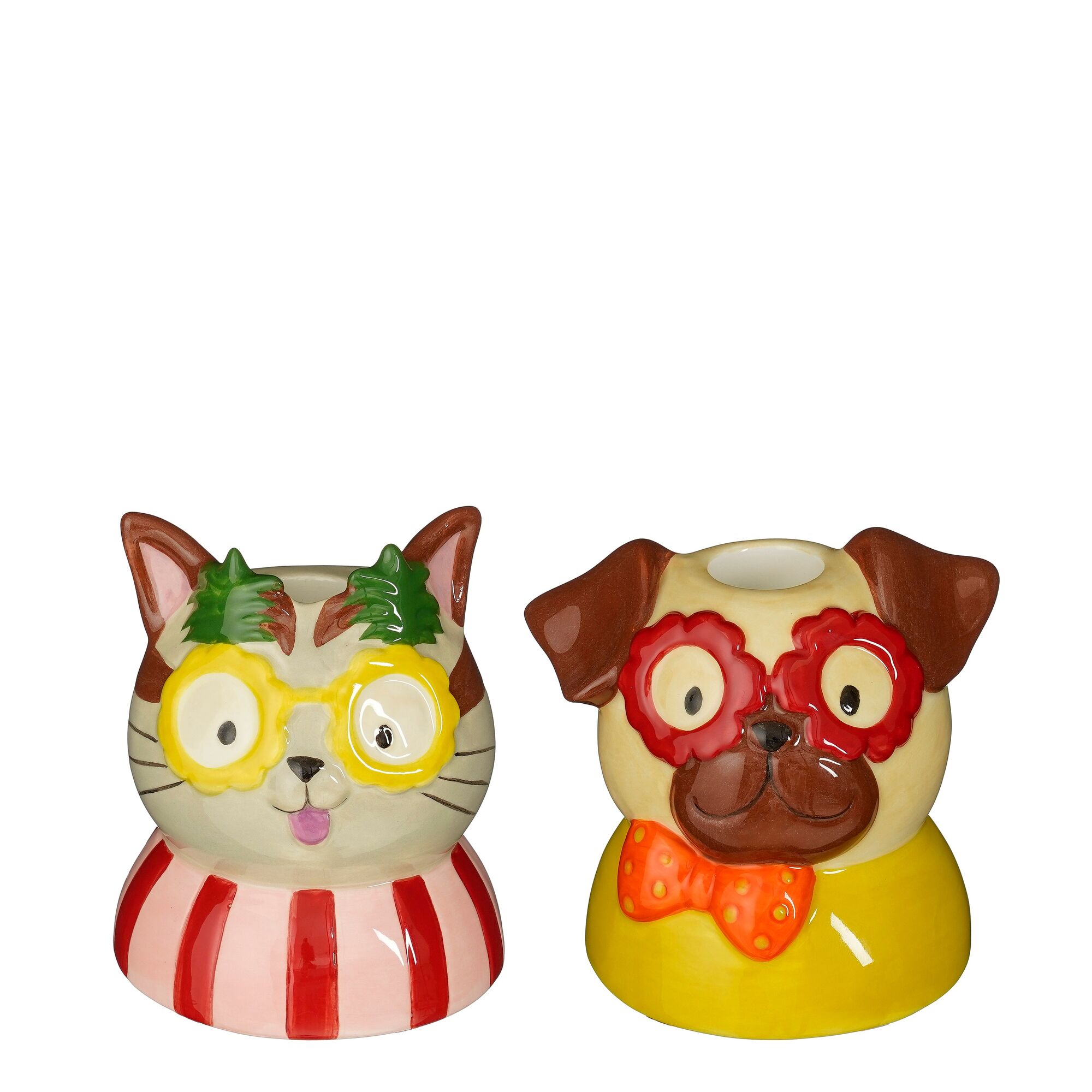 Kandelaar hond kat grijs bruin 2 assorti