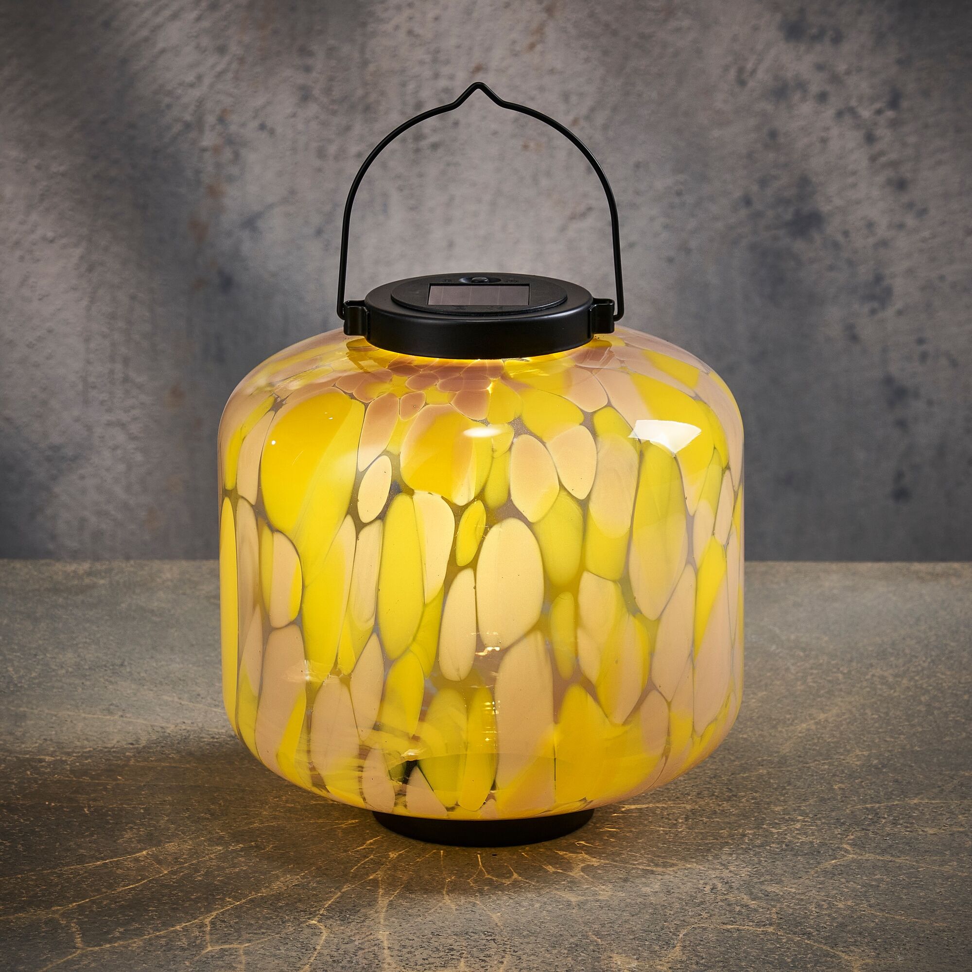Solar lantaarn led glas geel warm wit IP44