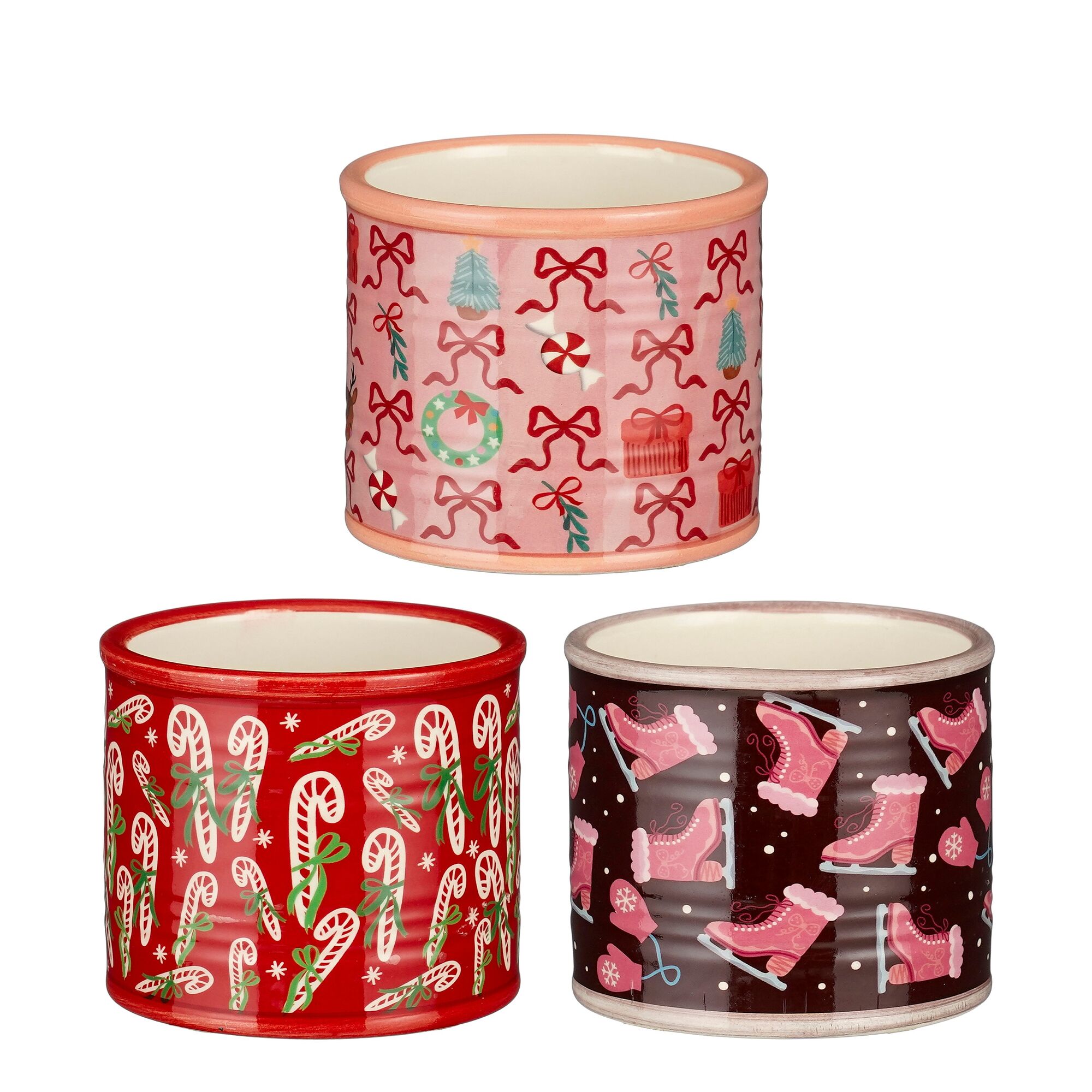 Pot christmas rood paars roze 3 assorti