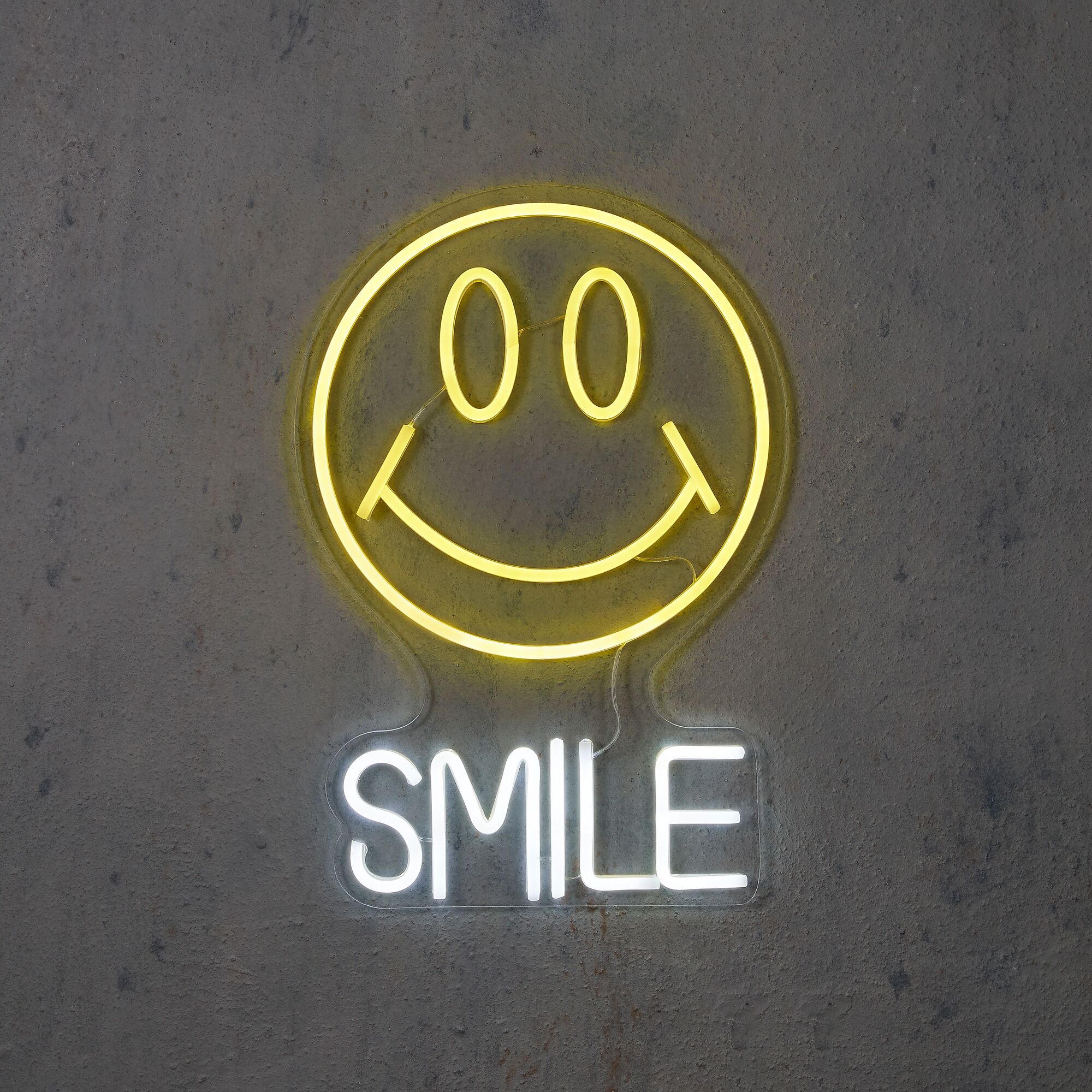 Neon light geel Smile en timer adapter included IP20