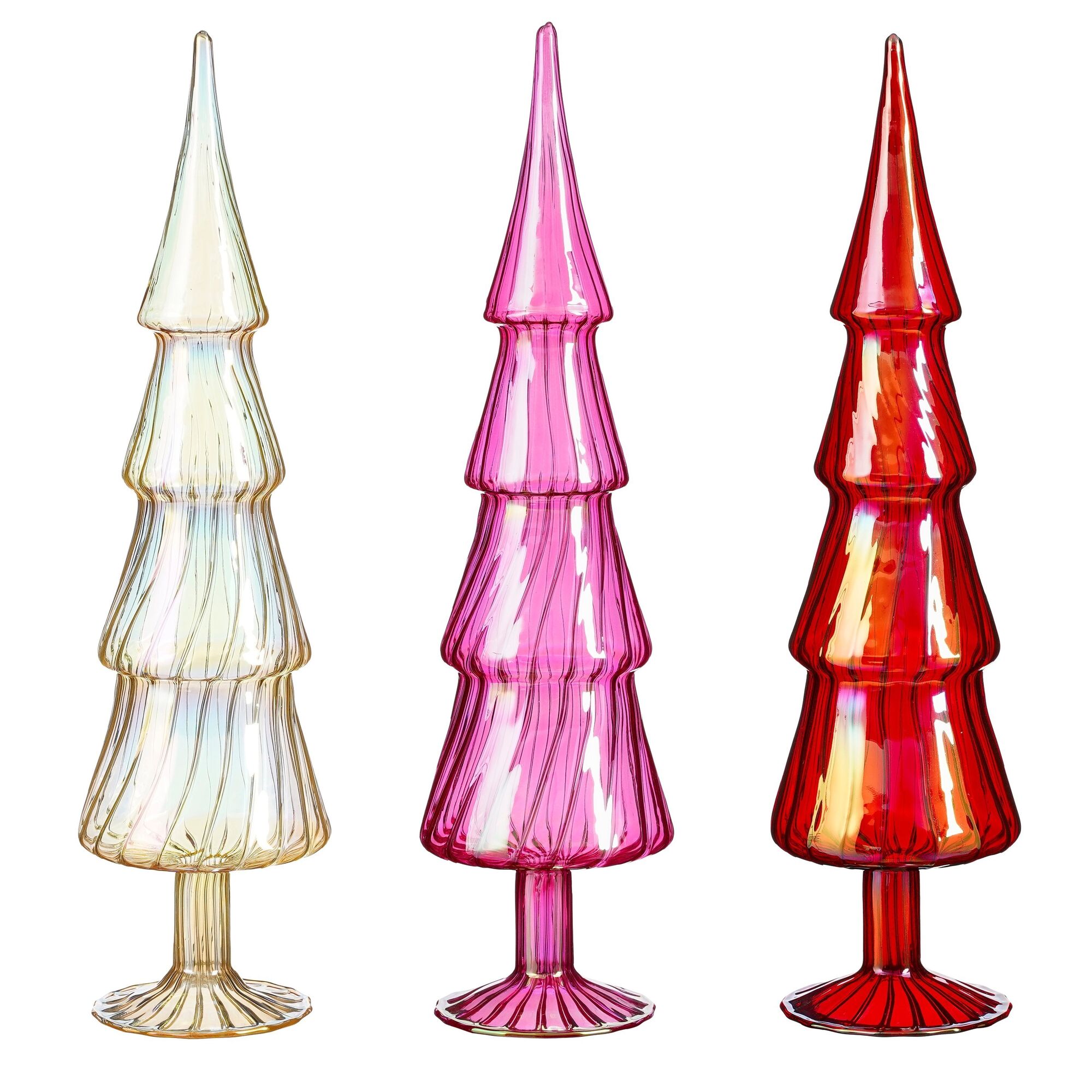 Decoratie boom glas rood roze goud 3 assorti
