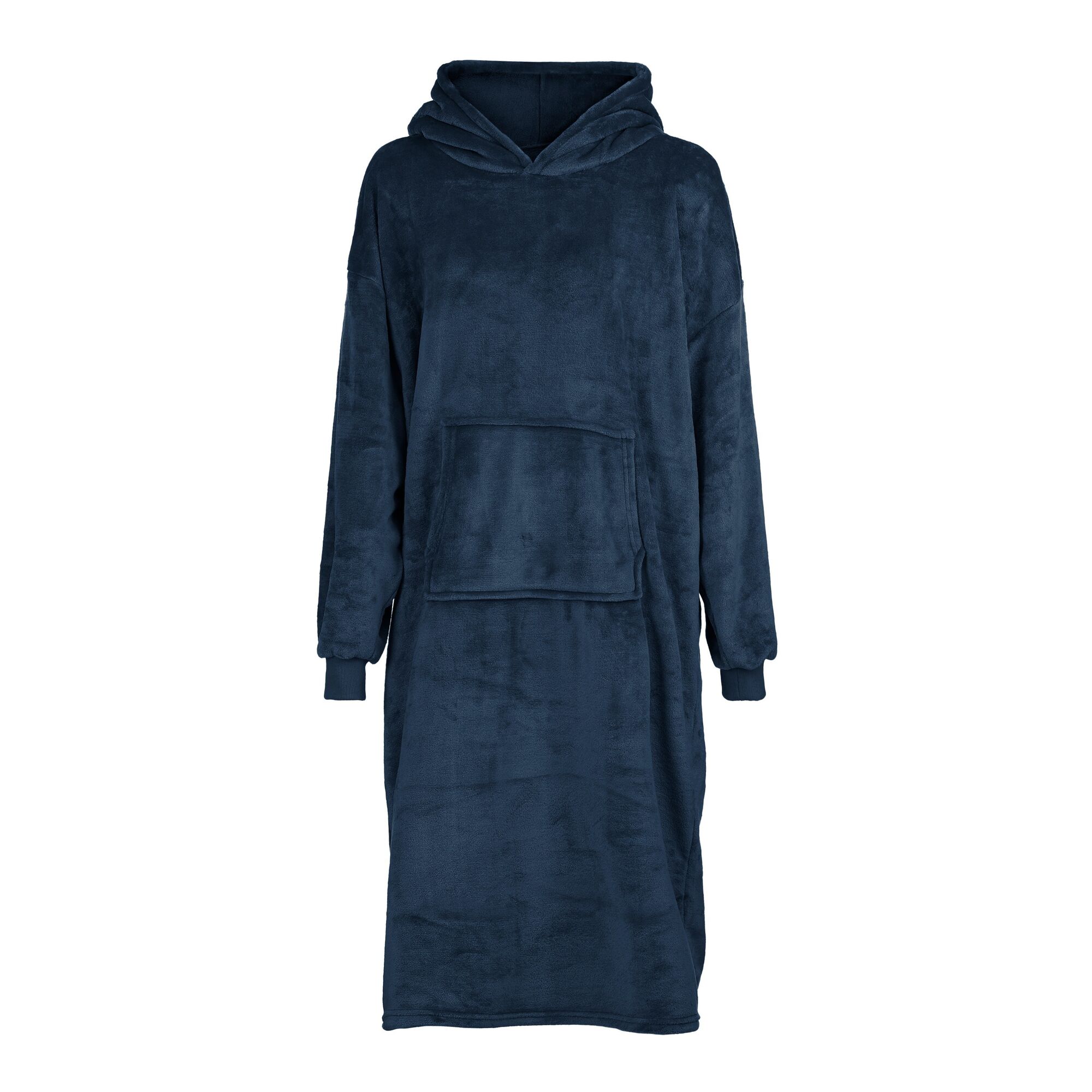 Poncho hoodie d.blauw