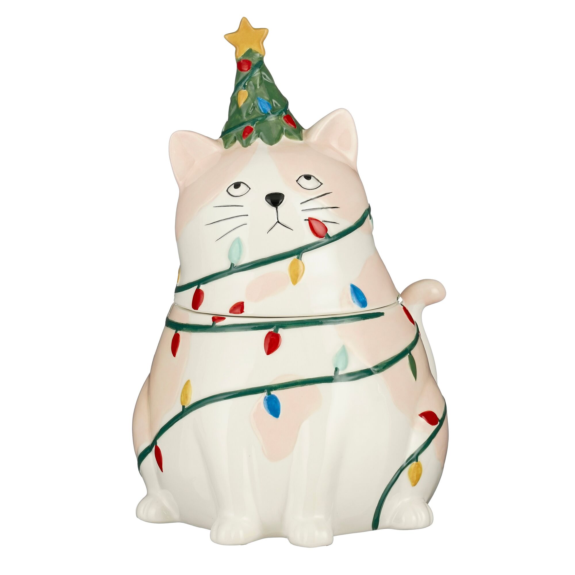 Decoratie voorraadpot kat wit