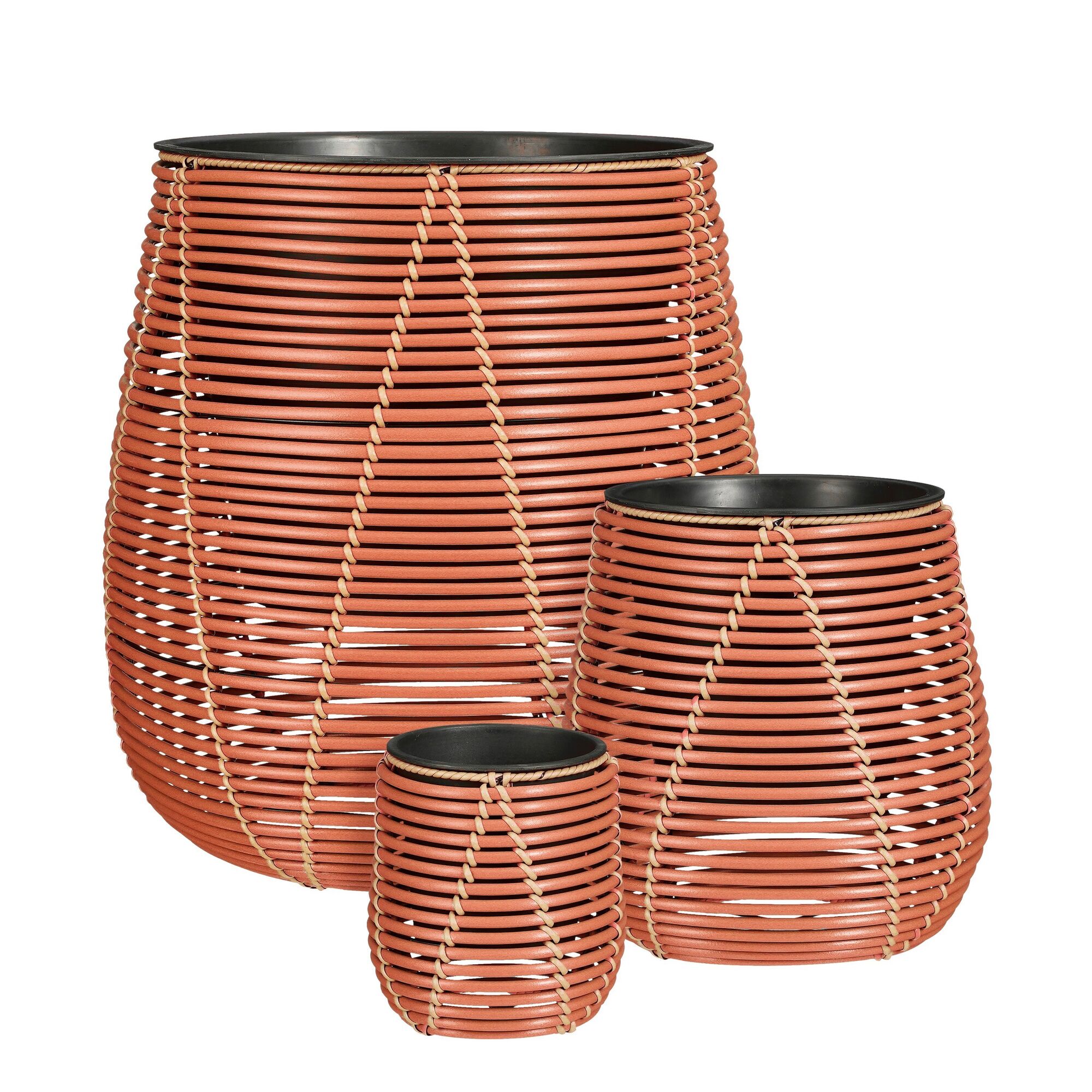 Cancun pot rond rood set van 3