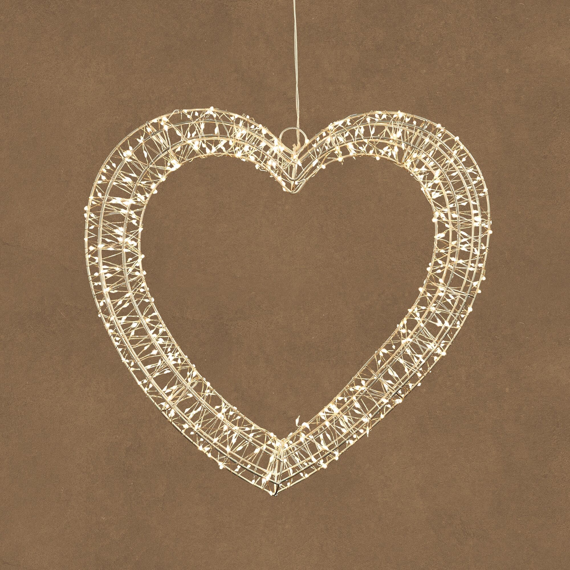 Hart hangend zilver warm wit 600 led adapter included en timer