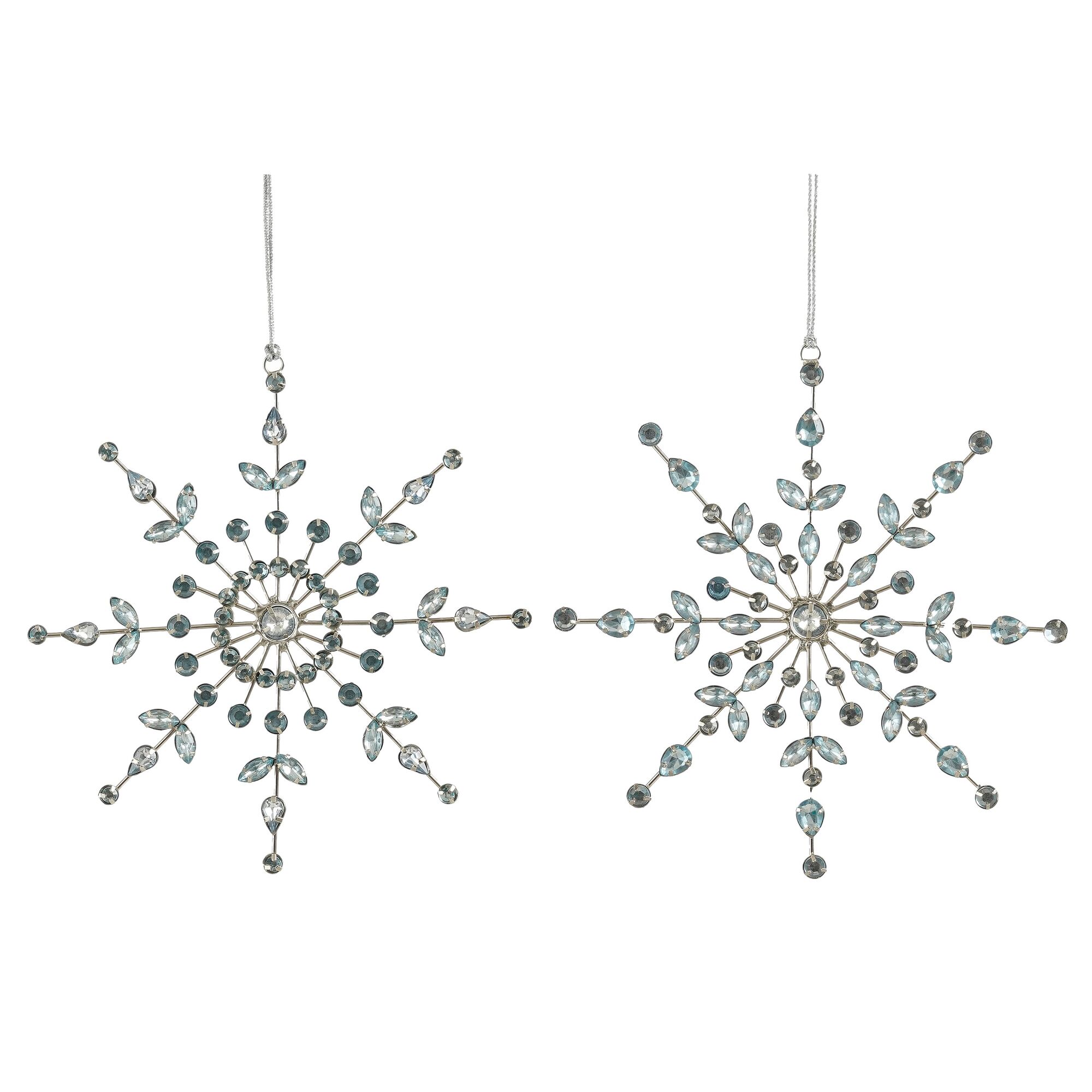 Ornament sneeuwvlok l.blauw 2 assorti