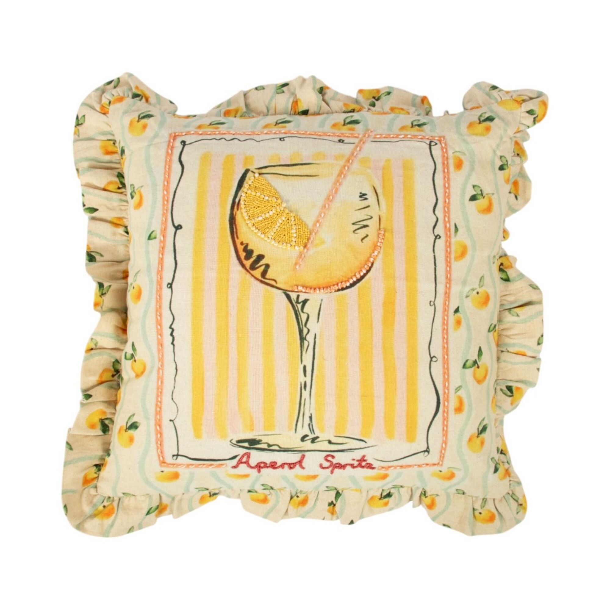 Kussen Artisan Aperol spritz lemon plooien