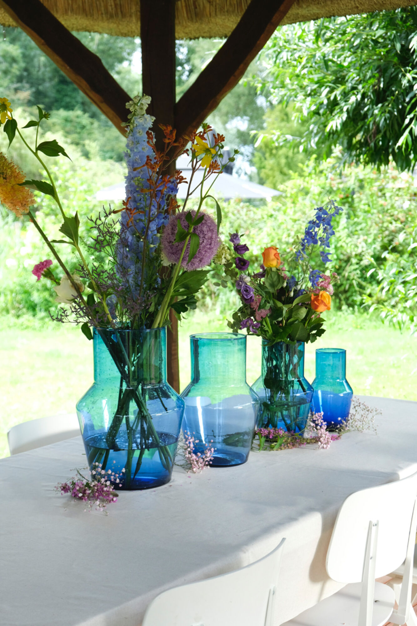 Evie mondgeblazen Recycled Vaas blauw
