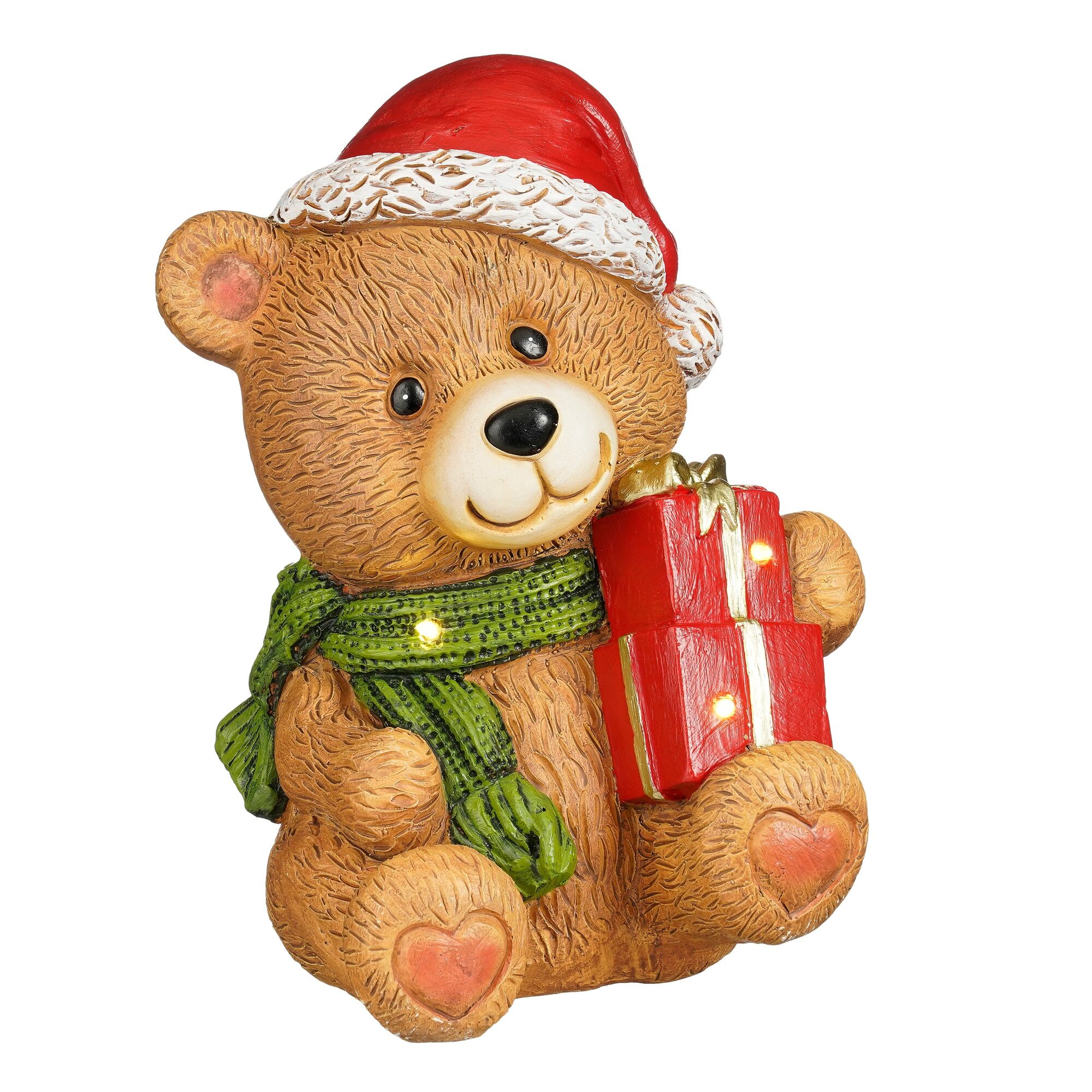 Decoratie beer kerstmuts bruin led battery operated