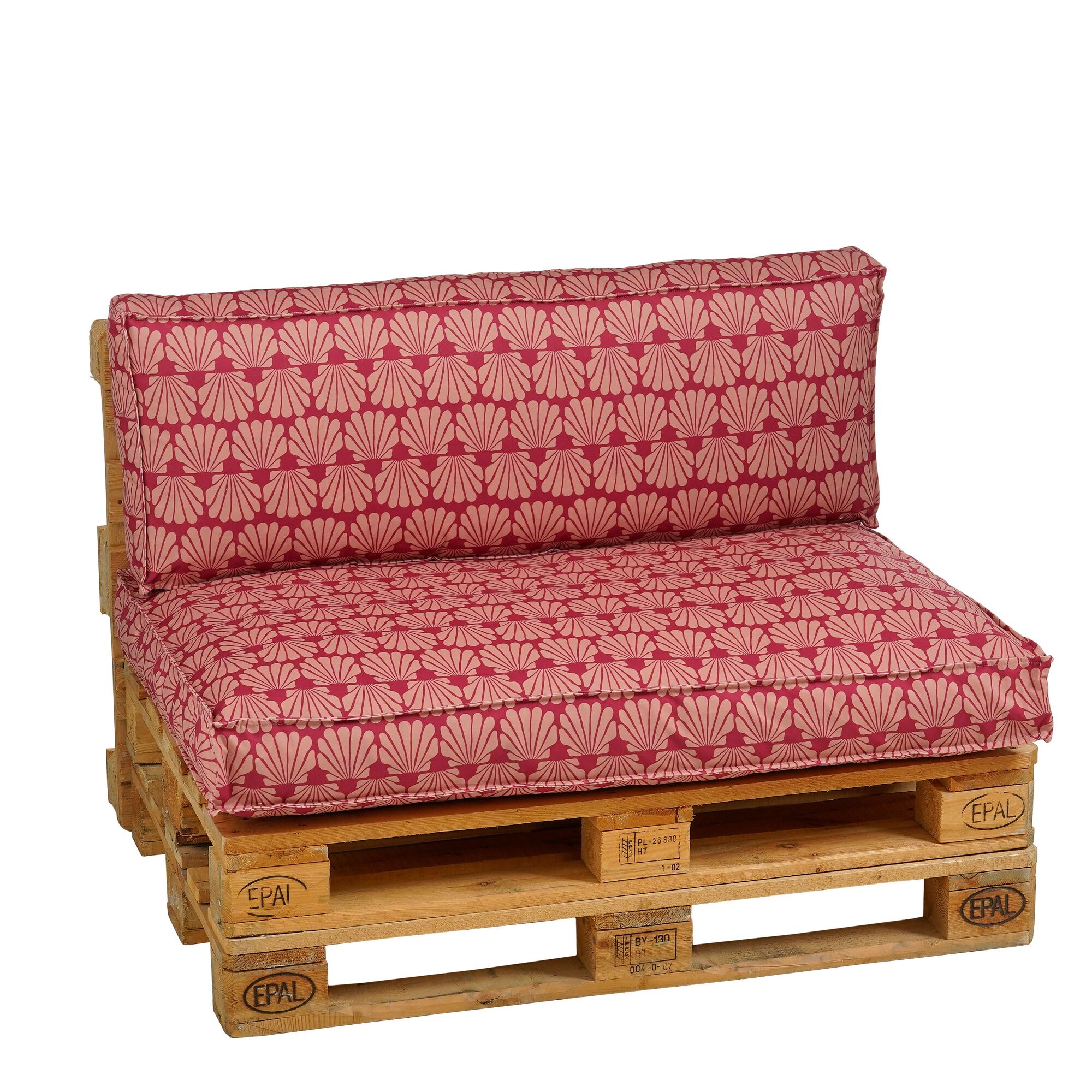 Palletkussen schelp bordeaux 2 stuks