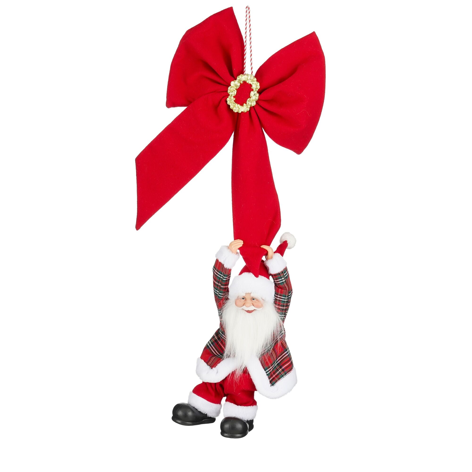 Kerstman strik rood moving with music battery operated