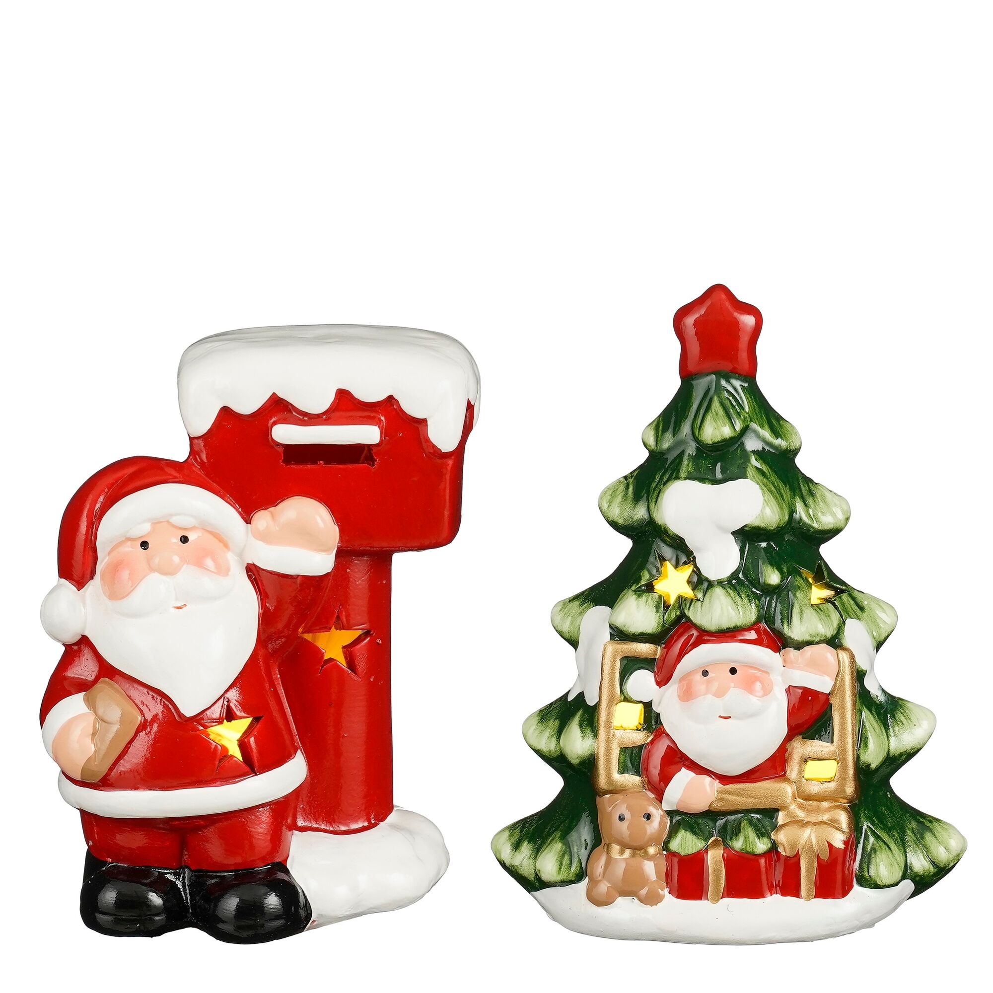 Decoratie brievenbus kerstboom rood 2 pcs led battery operated