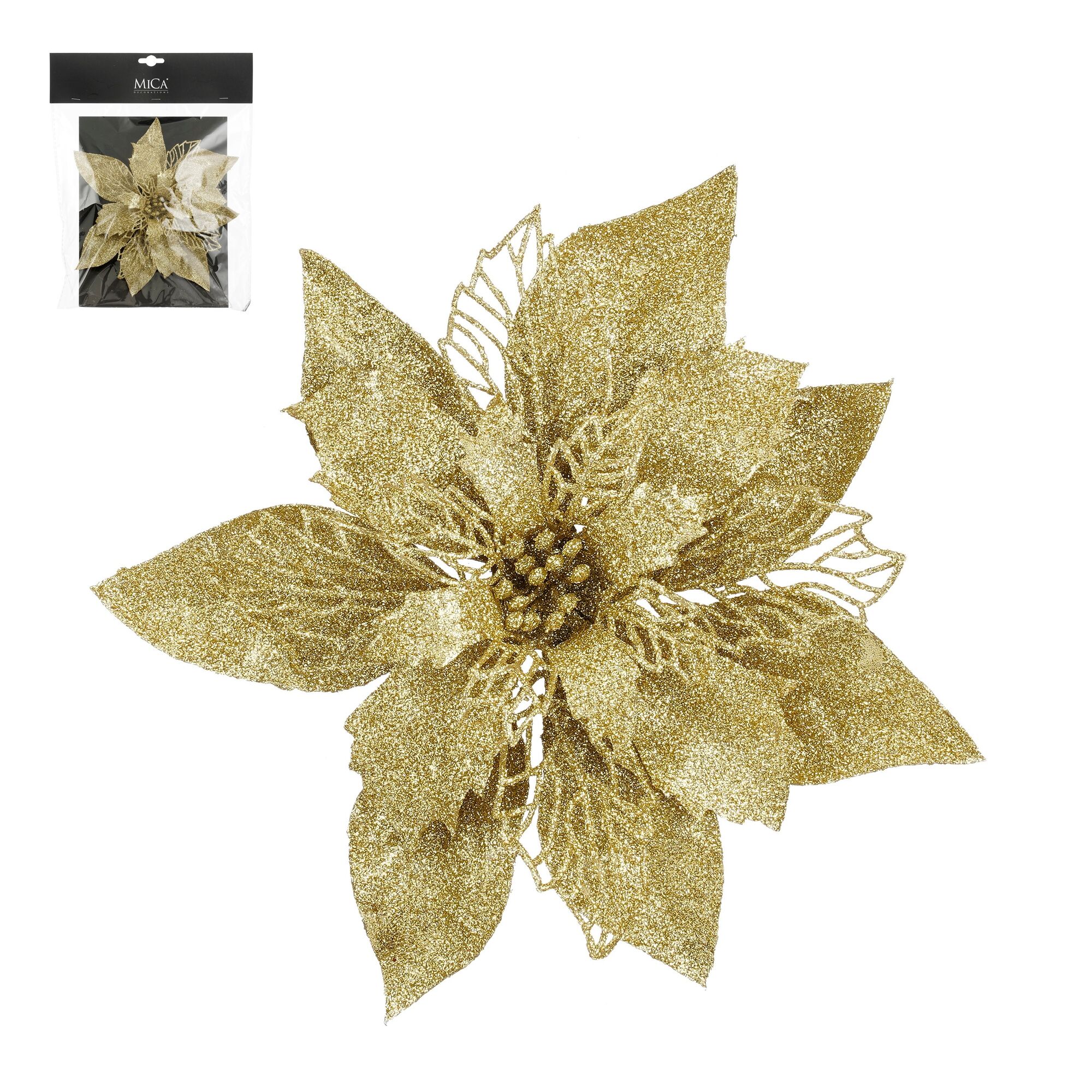 Clip poinsettia goud