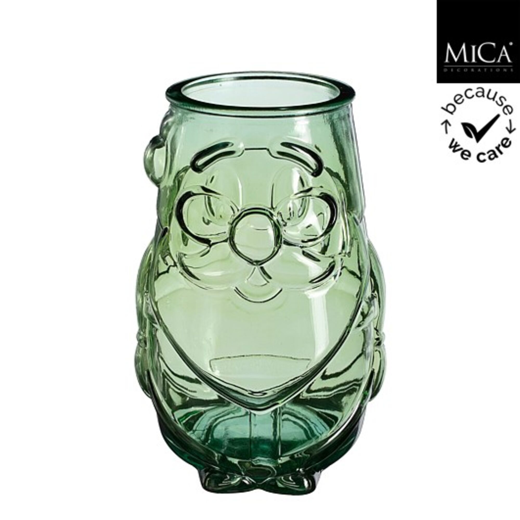 Windlicht kerstman recycled glas l.groen