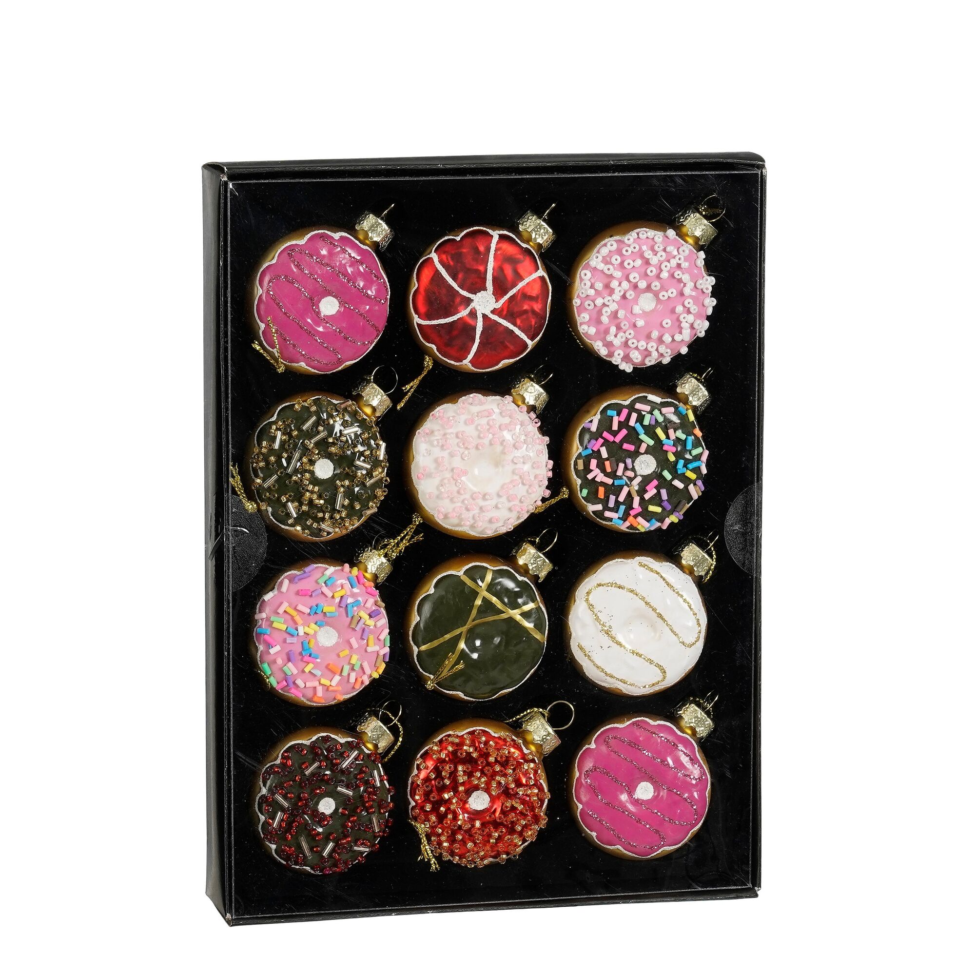 Decoratie ornament donut roze 12 stuks