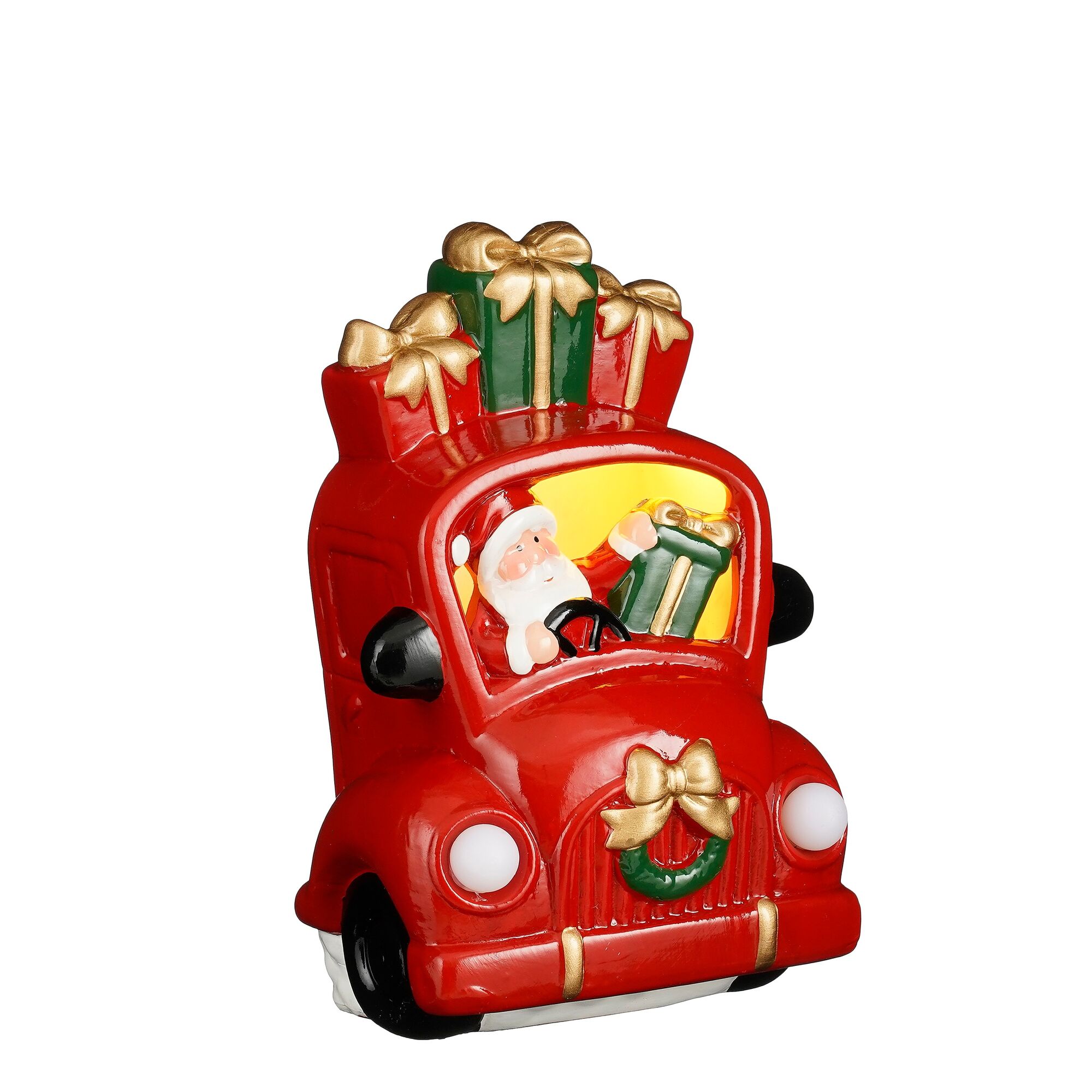 Decoratie auto kerstman rood led battery operated