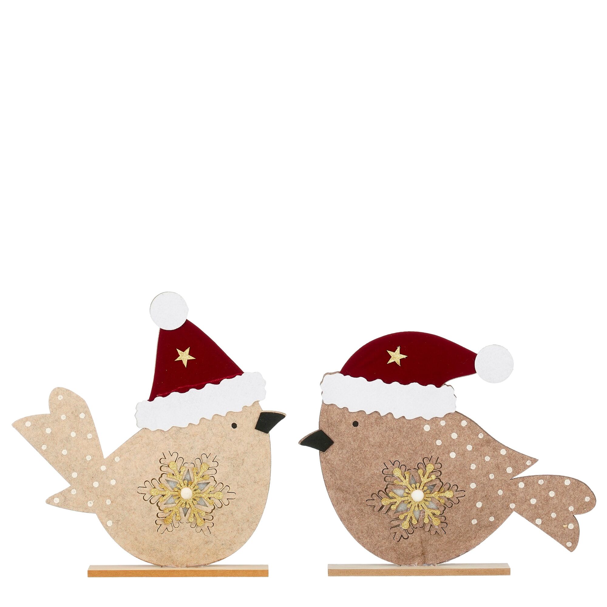 Decoratie vogel beige bruin 2 assorti FSC Mix