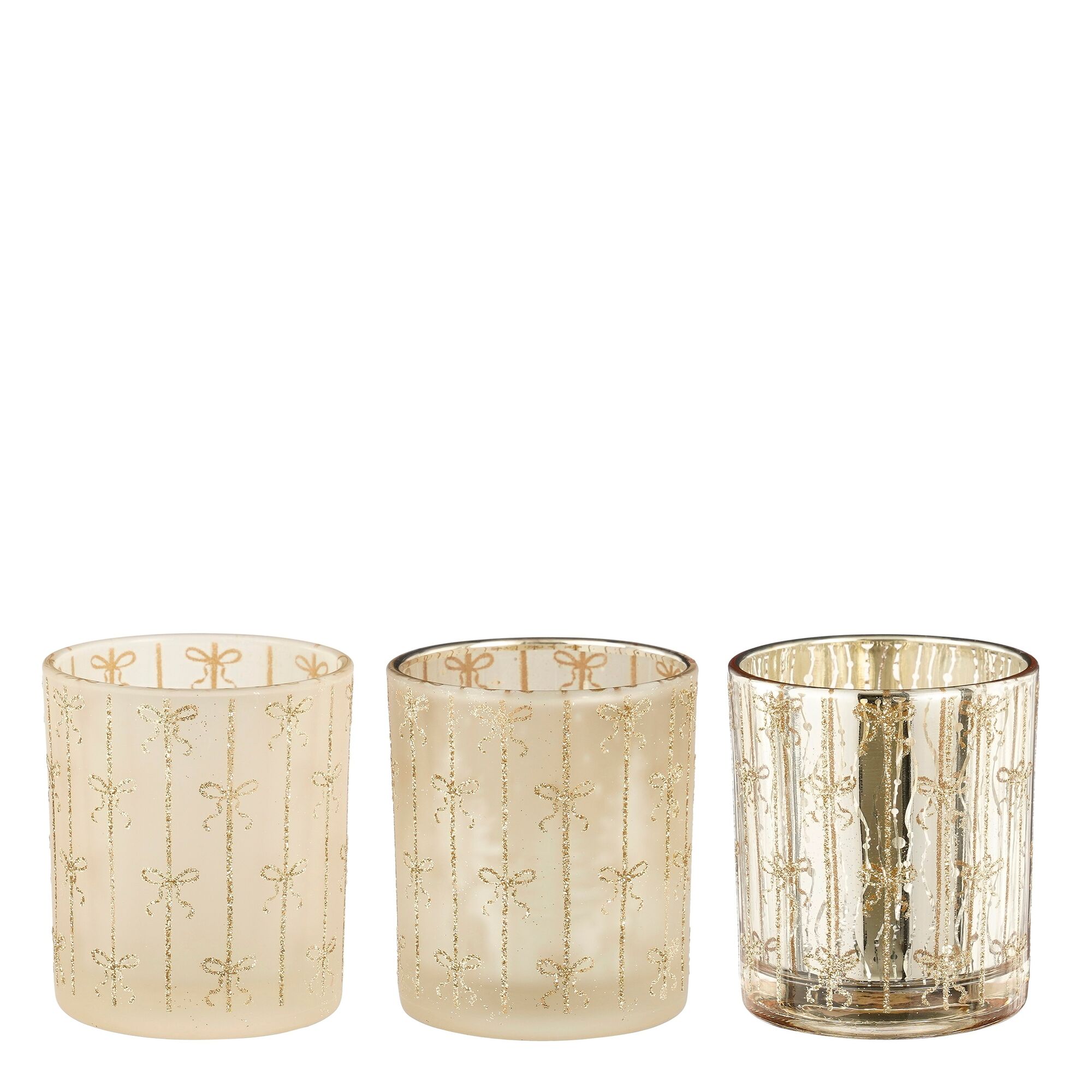 Theelicht houder goud 3 assorti