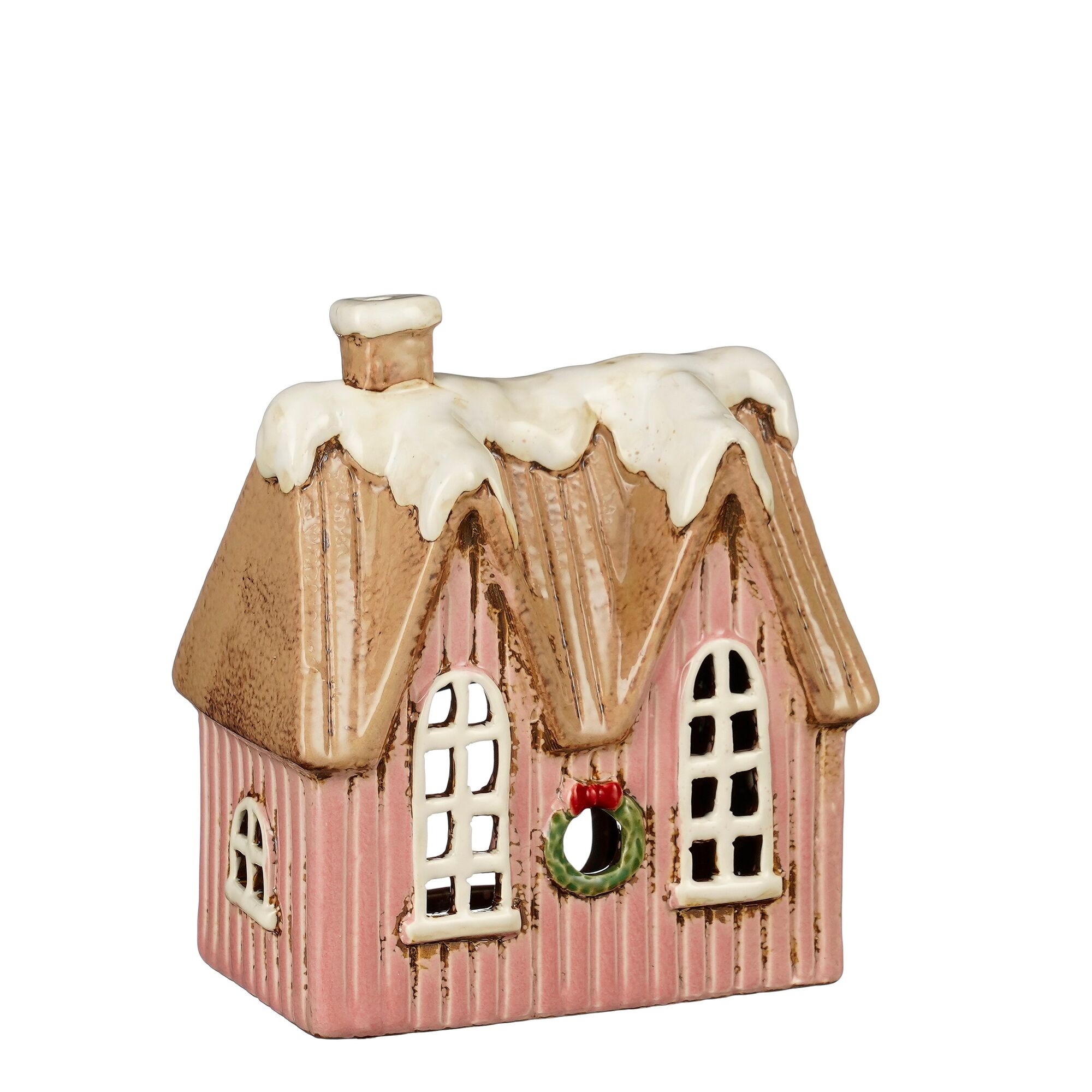Theelicht houder huis roze