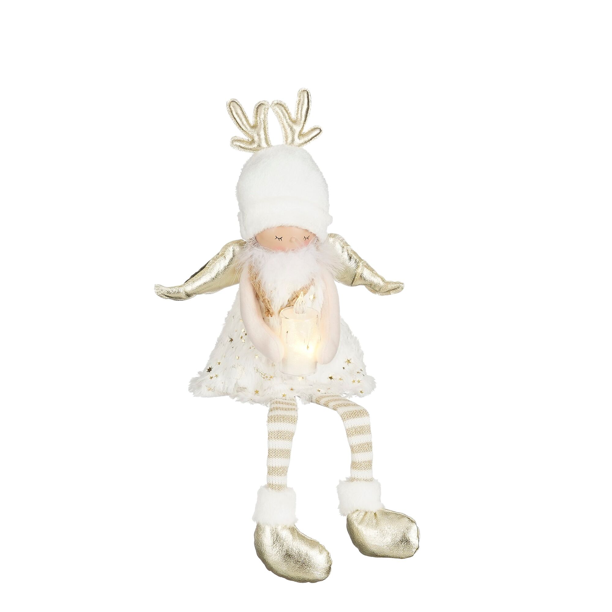 Decoratie engel bungelend wit led battery operated