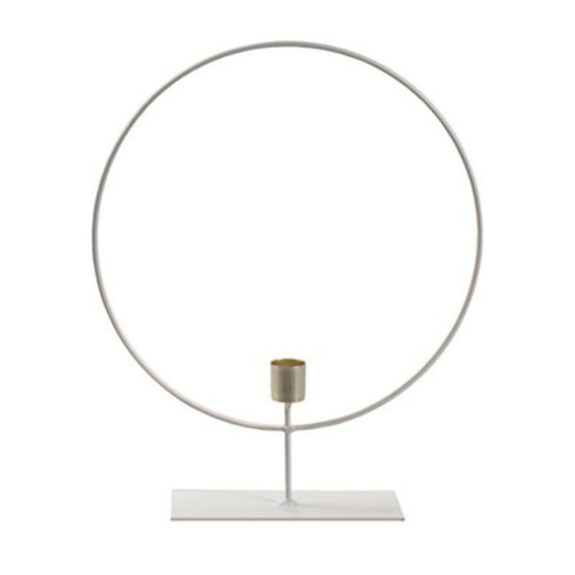 Metalen ring met kaarshouder op voet ring wit