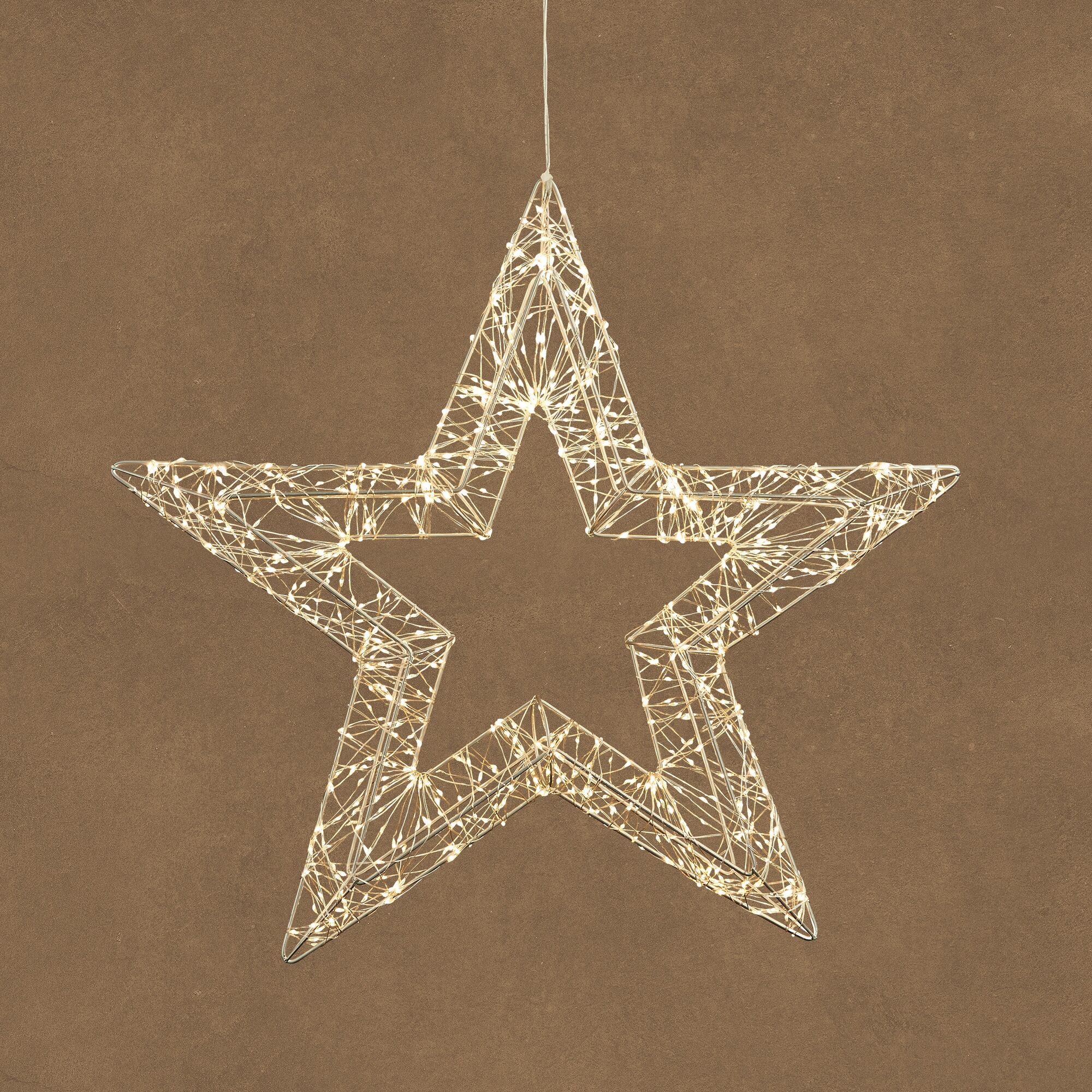 Ster hangend zilver warm wit 900 led adapter included en timer