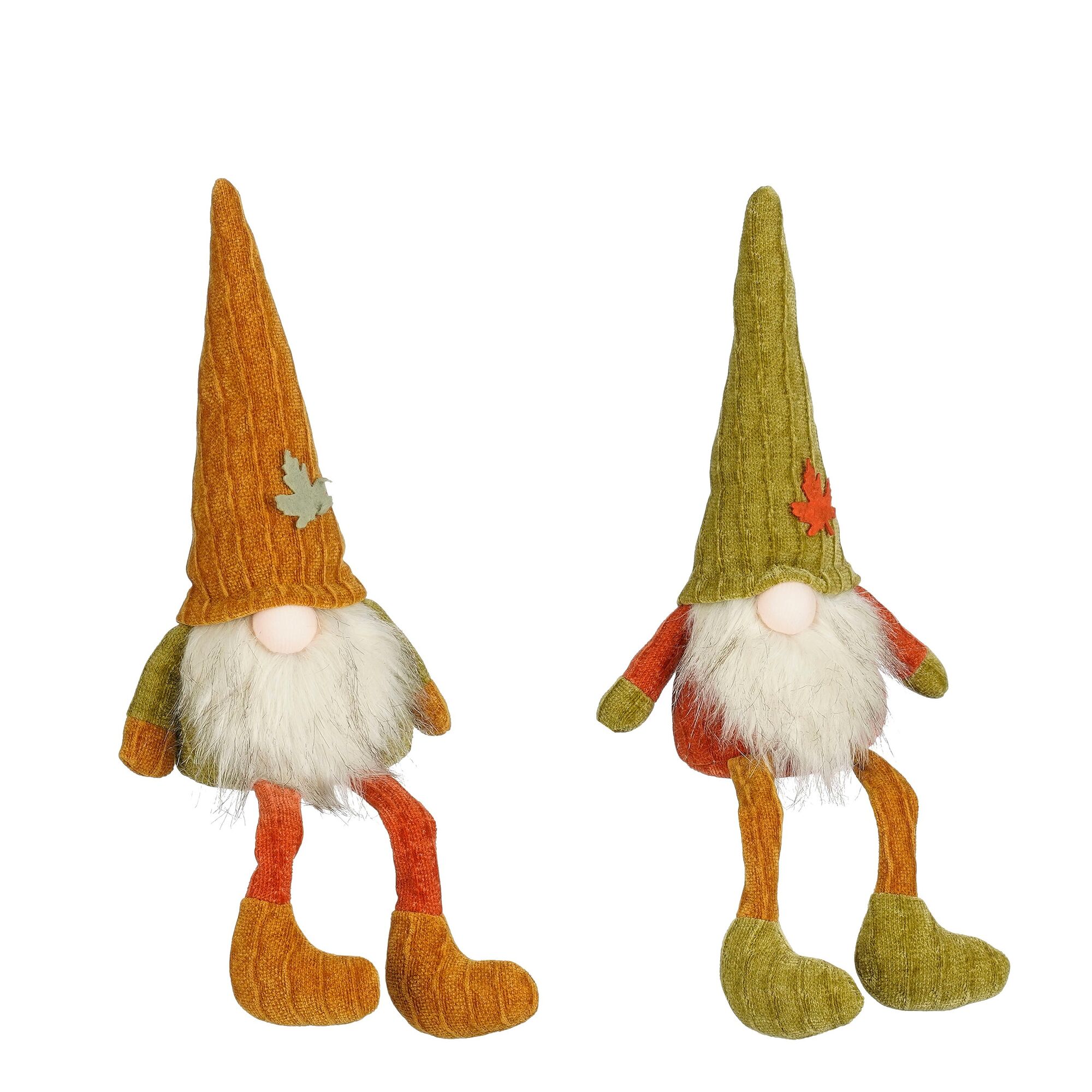 Decoratie gnoom bungelend bruin groen 2 assorti