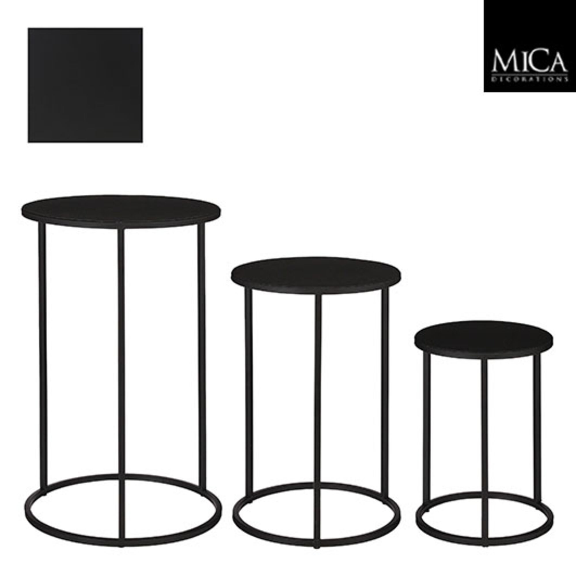 Quinty bijzettafel zwart set van 3