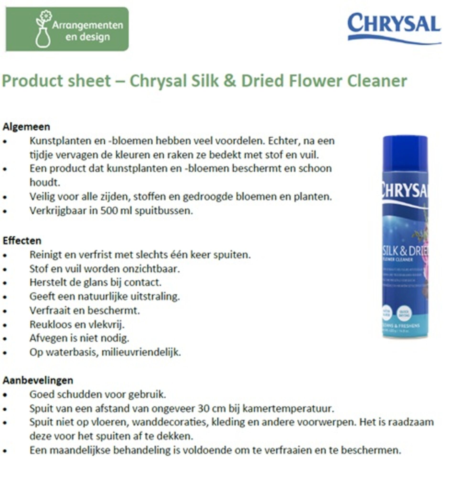 Chrysal Silk & Dried Flower Cleaner
