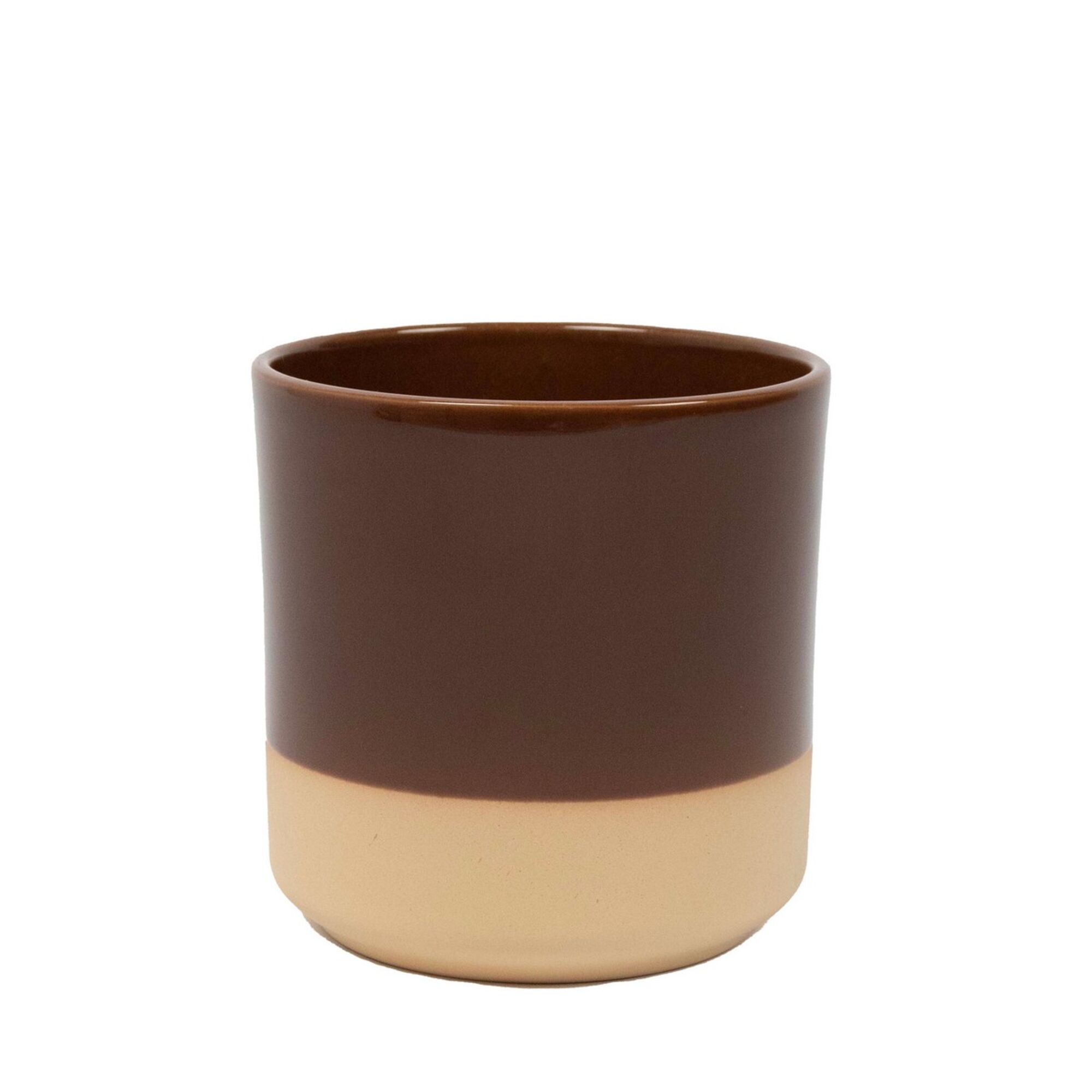 Cylinder Bloempot Keramiek Dip-Dye Bruin