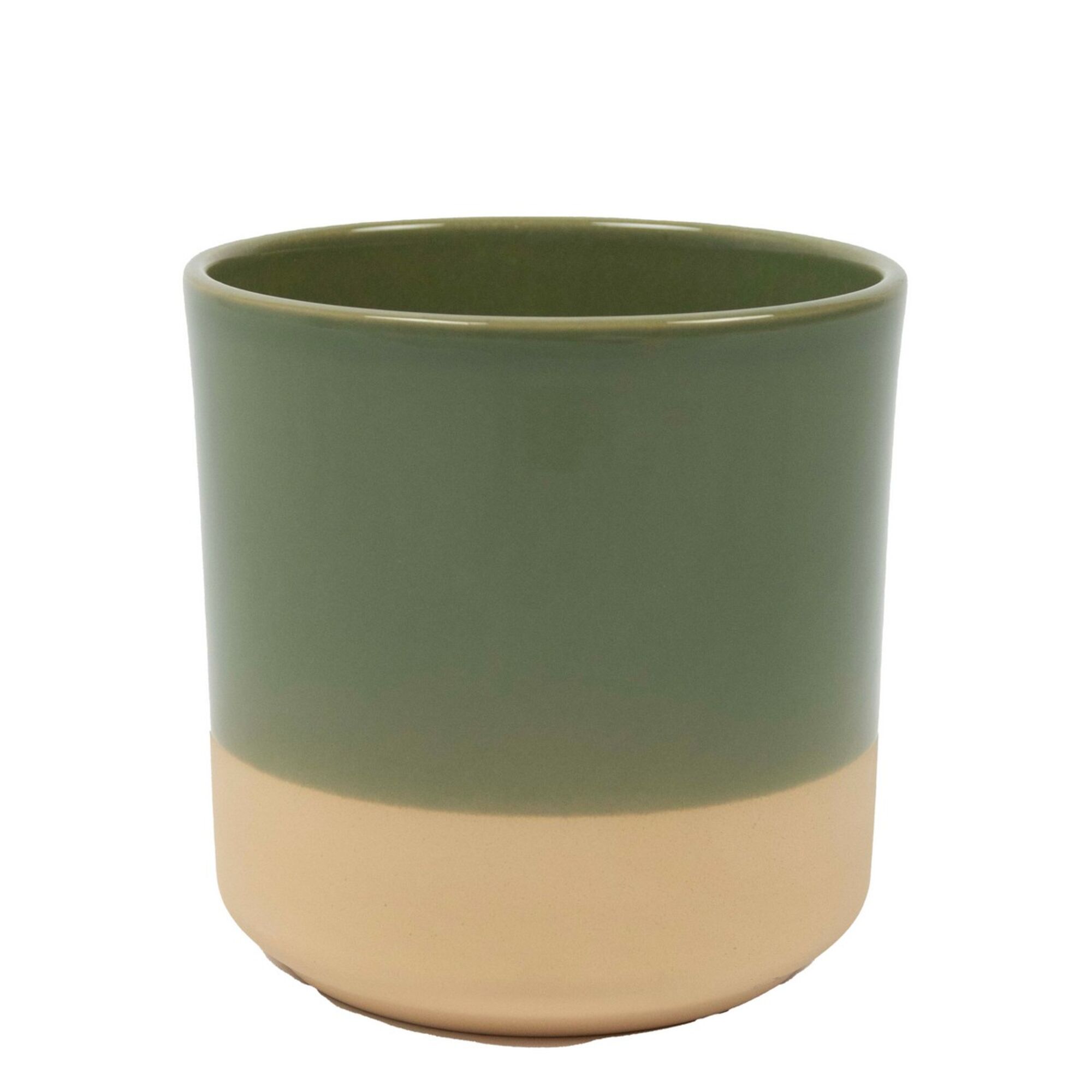 Cylinder Bloempot Keramiek Dip-Dye Groen