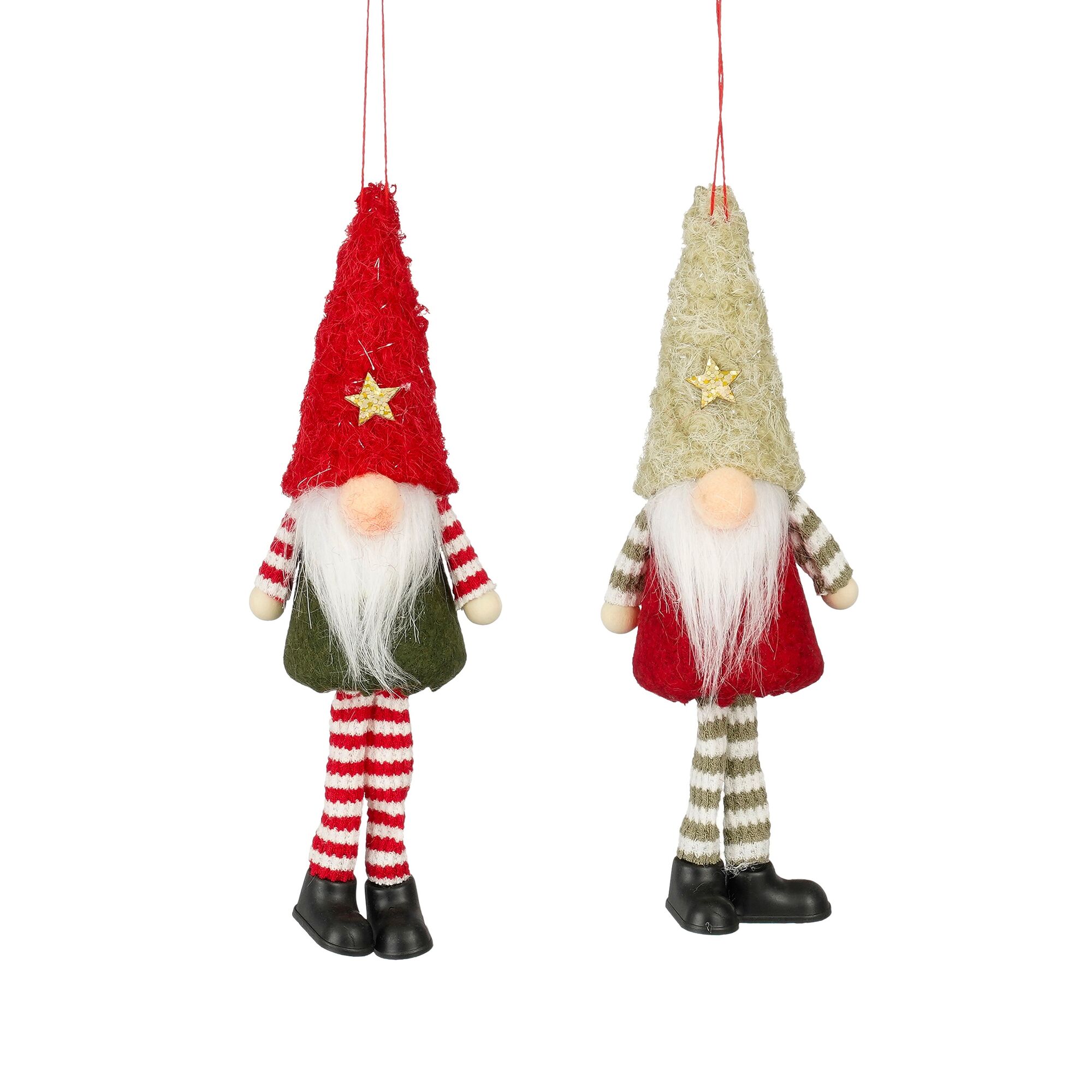 Decoratie gnoom rood groen 2 assorti FSC 100%
