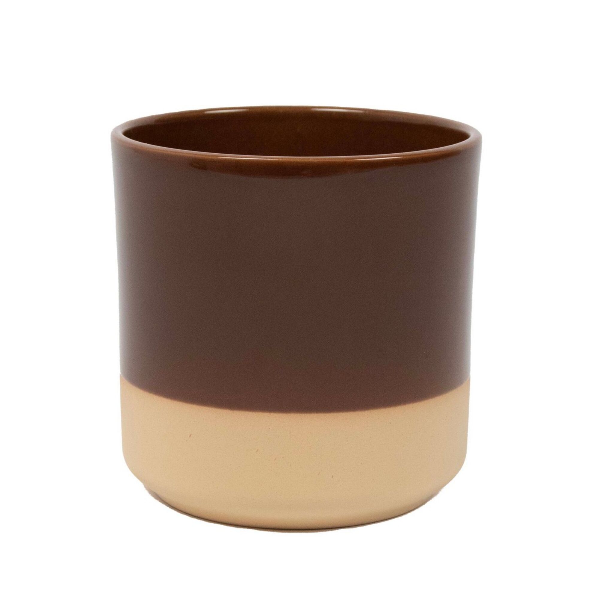 Cylinder Bloempot Keramiek Dip-Dye Bruin