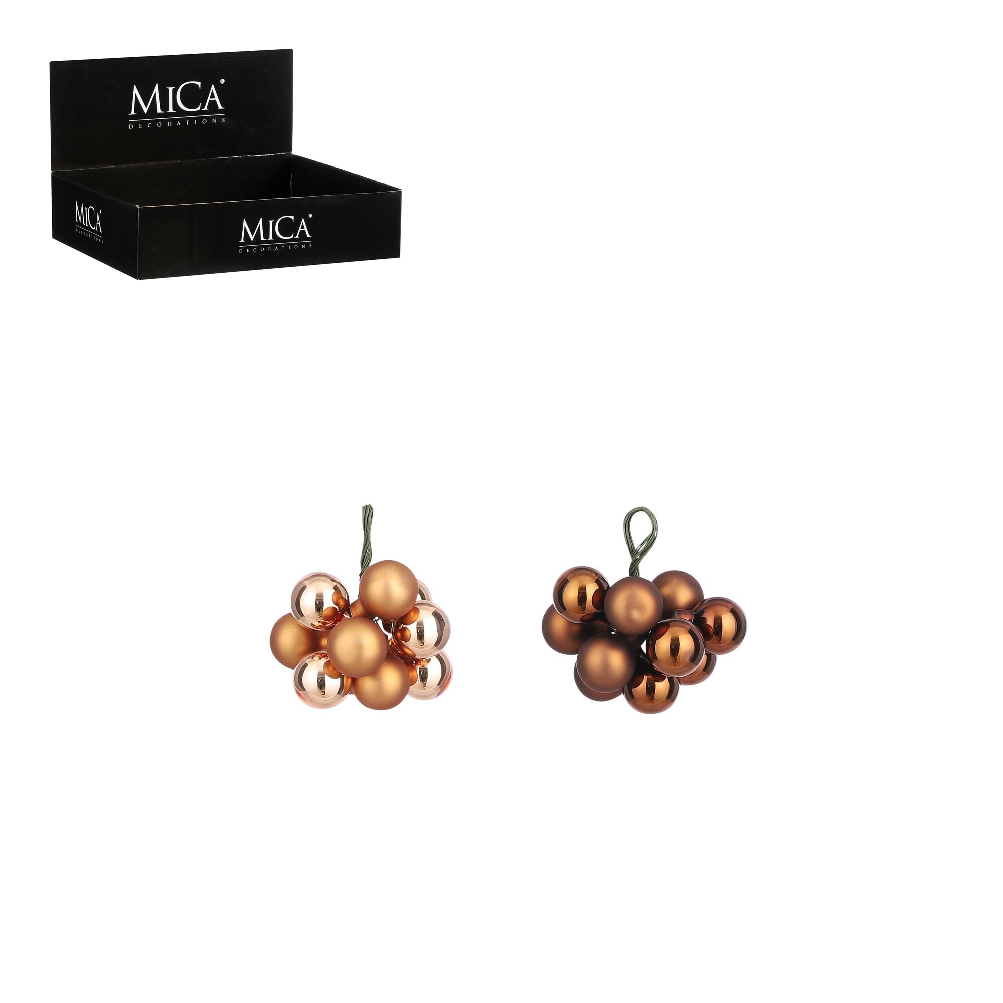Bal glas koper bruin 2 assorti display
