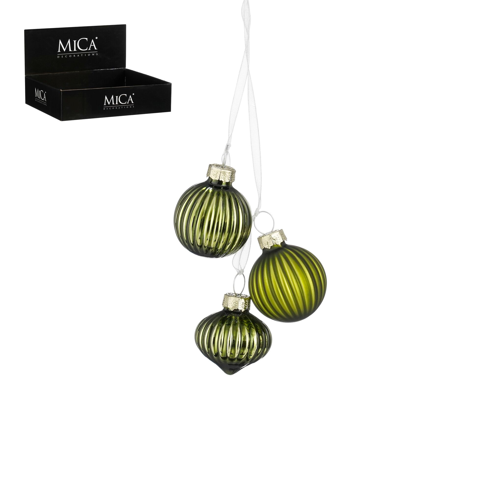 Bal glas d.groen 3 pieces bundle 48 stuks display